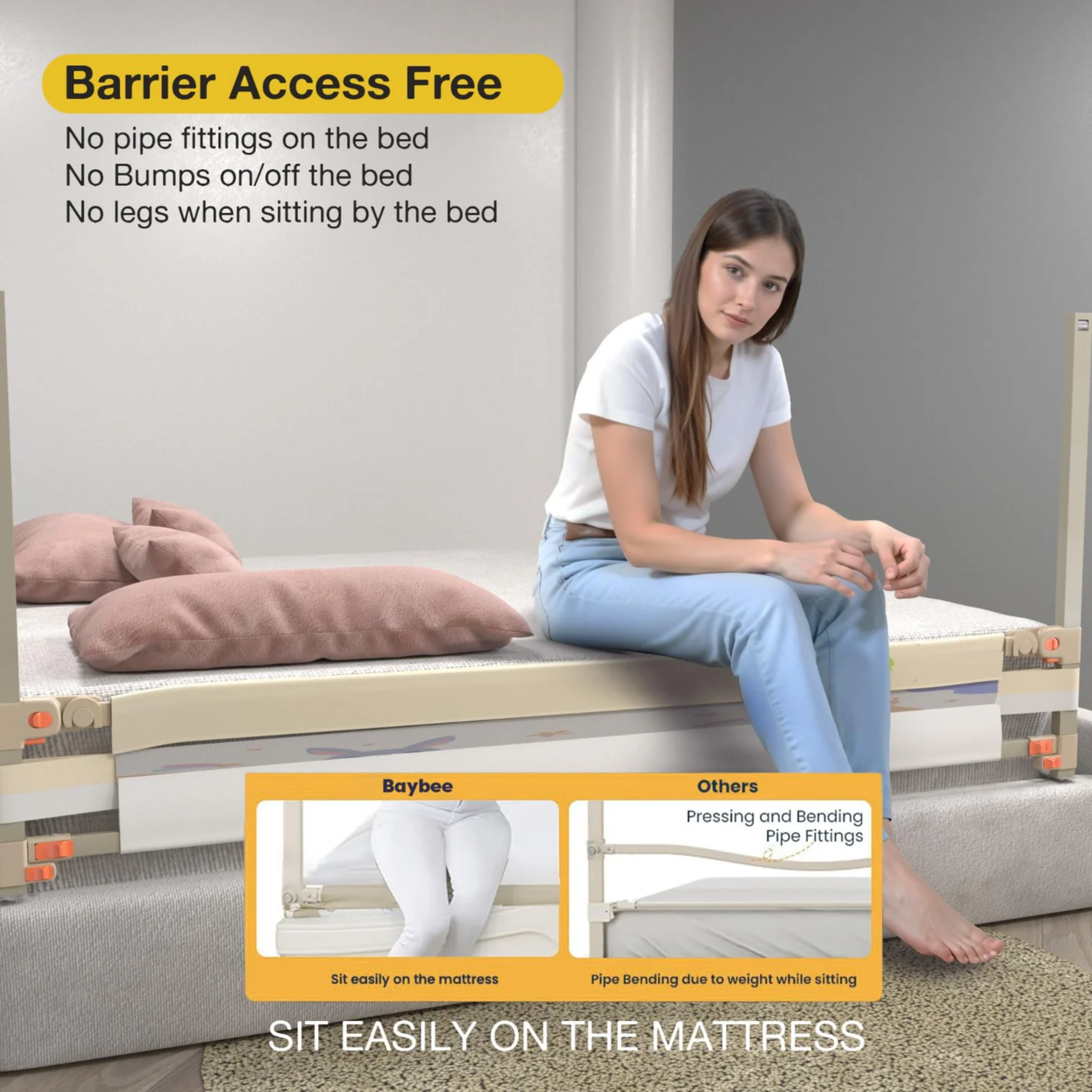 Baby Bed Rail Guard Foldable & Portable Safety Protector (200 x 80 cm) – Toddler Bed Safety Guard with Breathable Mesh, Strong Frame & Easy Installation for Kids