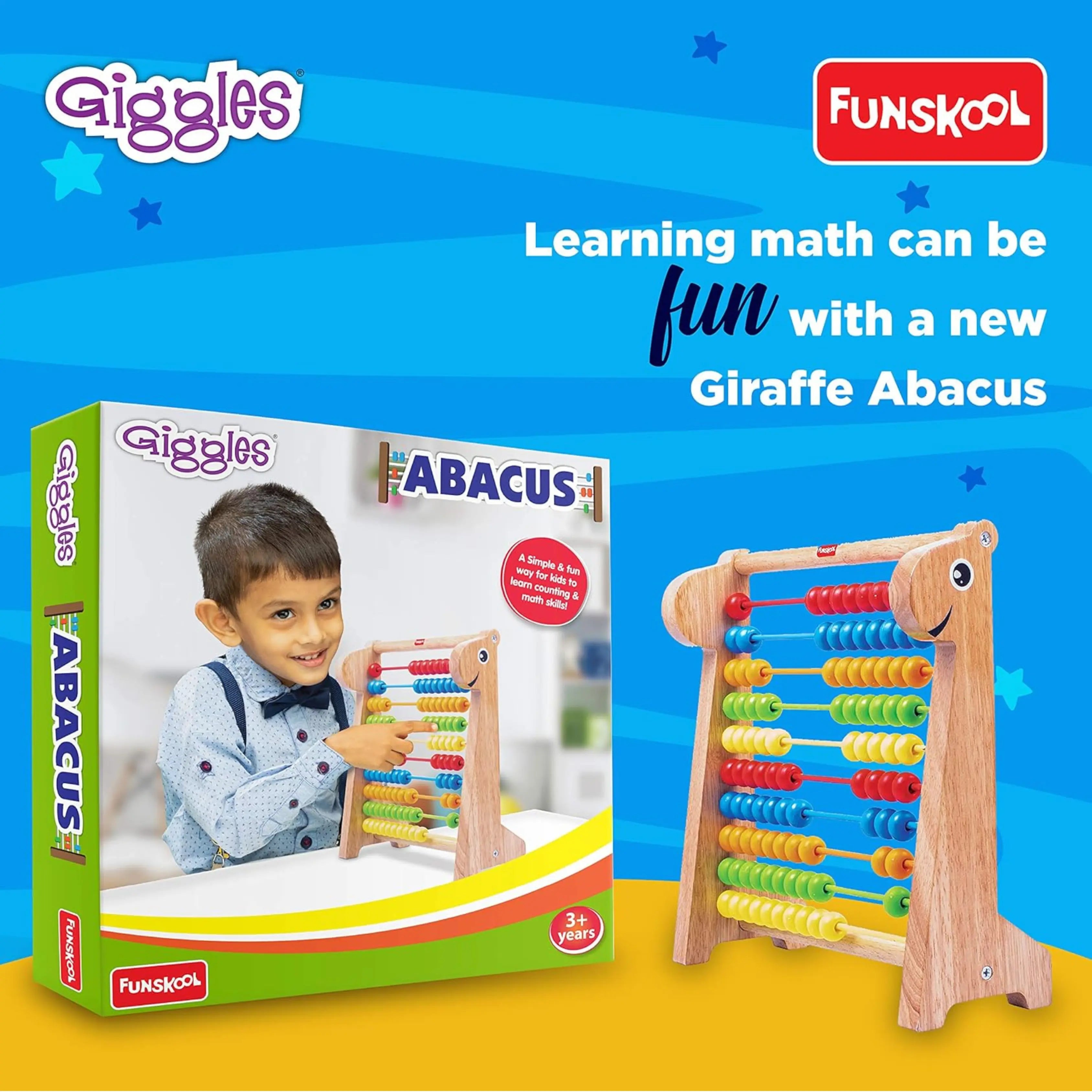 Giggles - Abacus, Multicolour Wooden Educational Toy, Early Math Skills, 3 Years & Above, Preschool Toys, Multicolor Giggles Funskool
