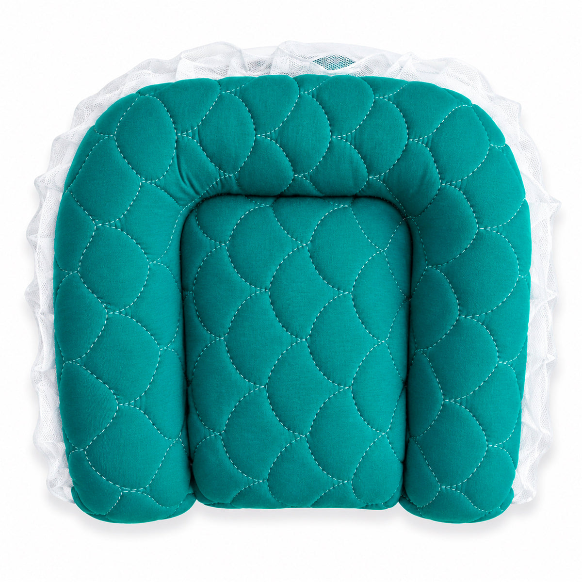 100% cotton quilted baby bed with mosquito net – Aqua Teal
