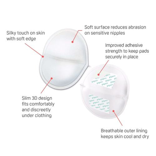Pigeon Comfy Feel Breast Pads | Ultra Soft Leak-Proof Nursing Pads for Breastfeeding Moms