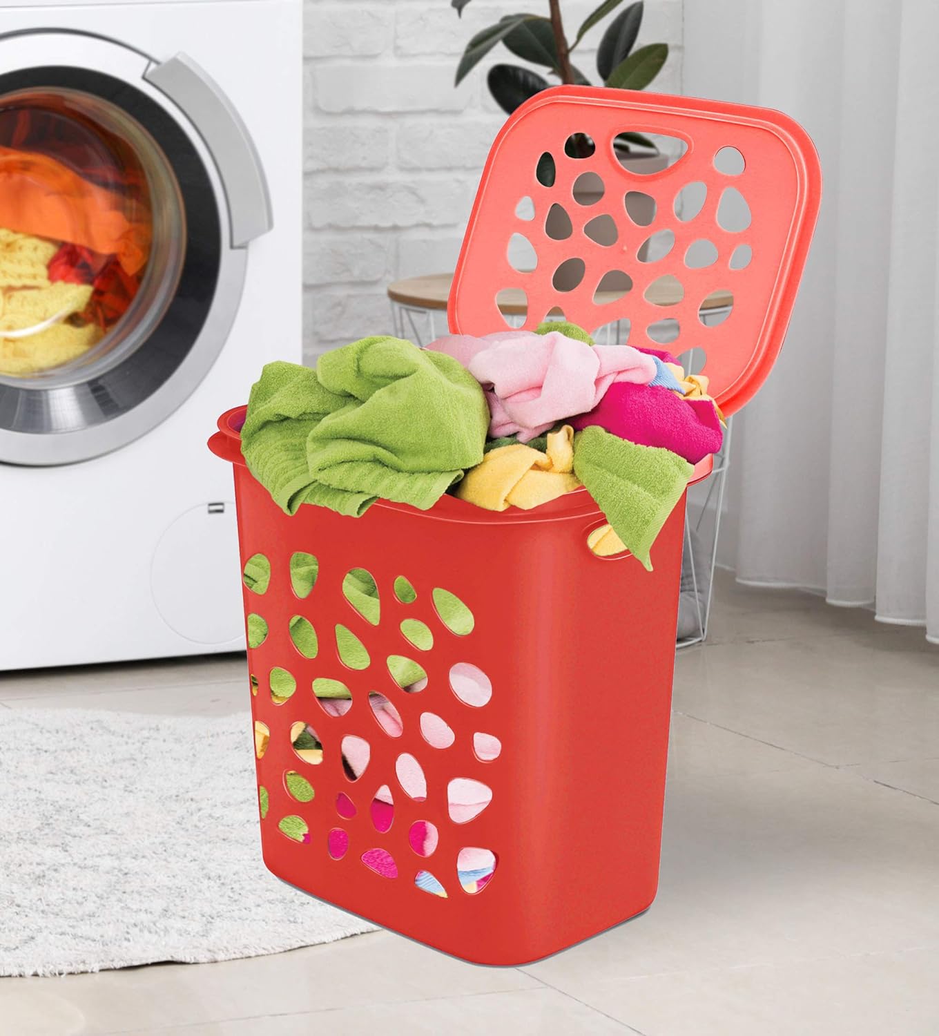 Milton Hamper Laundry/Toy Organizer Basket, 35 liters, Red