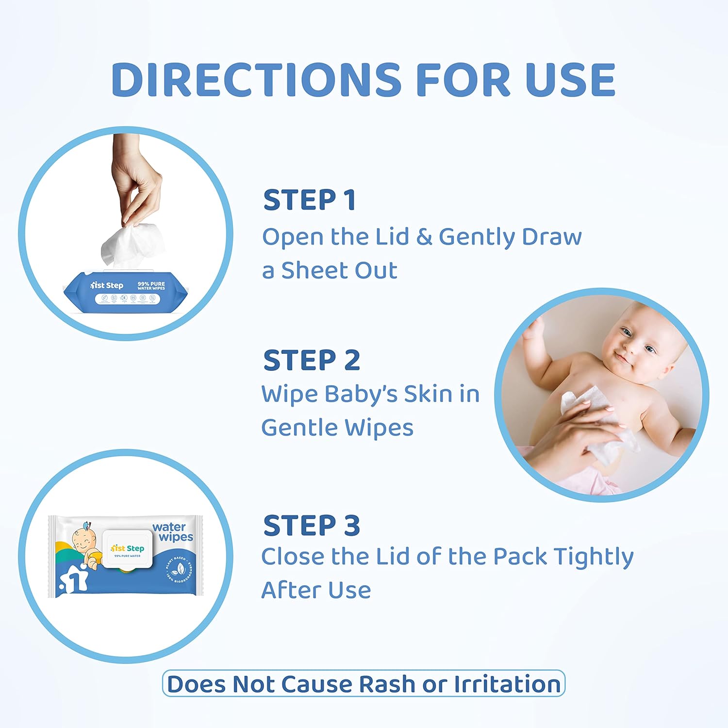 1st Step 99% Pure Water Baby Wipes with lid | Plant Based - 100% Biodegradable Wipes for Babies | Super Thick Polyester Free wet Wipes for Baby I Paraben Free with Aloevera & Calendula Extract | Alcohol Free Baby wipes |72 pcs