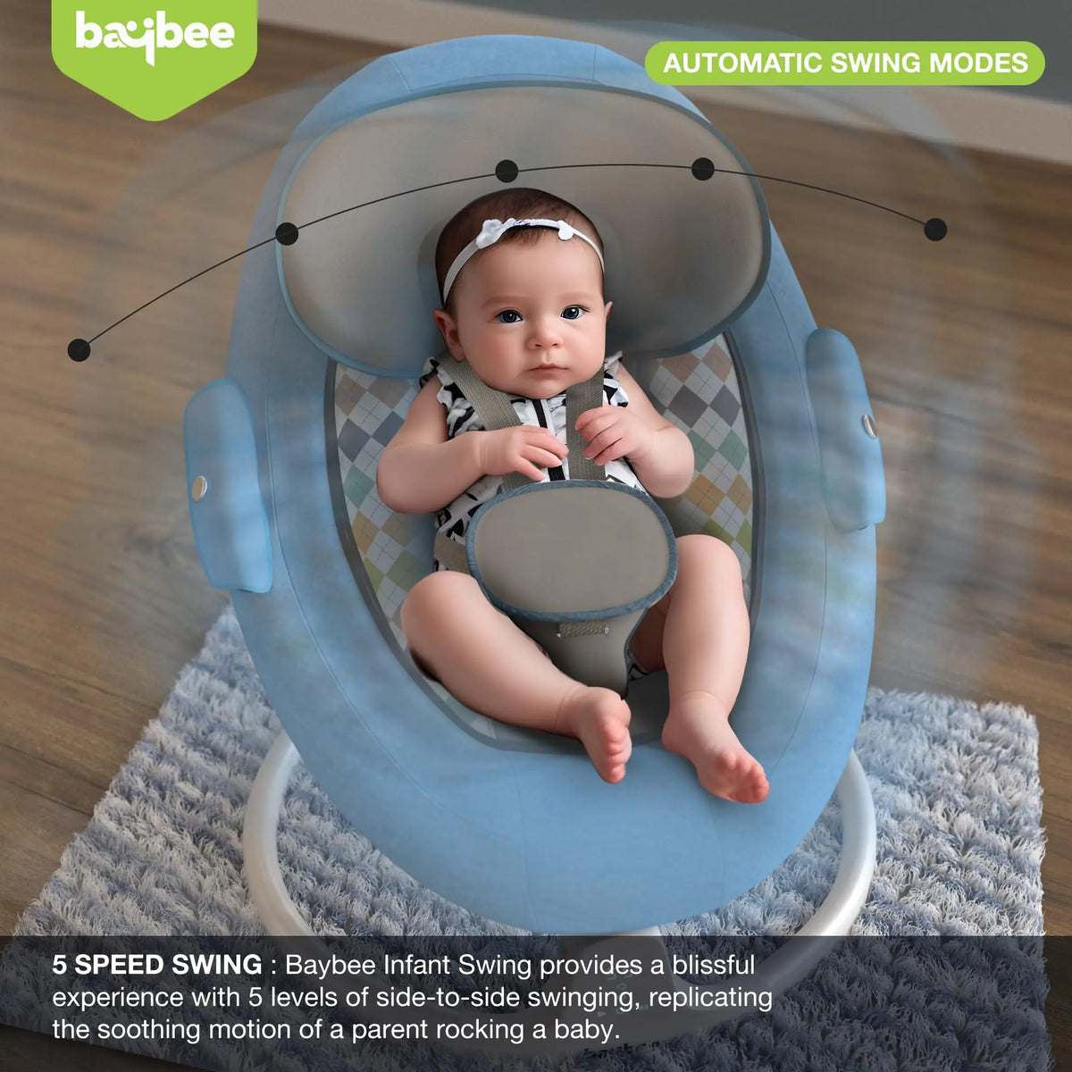 Automatic Electric Baby Swing Cradle | Motorized Baby Cradle with Gentle Swing & Adjustable Speed