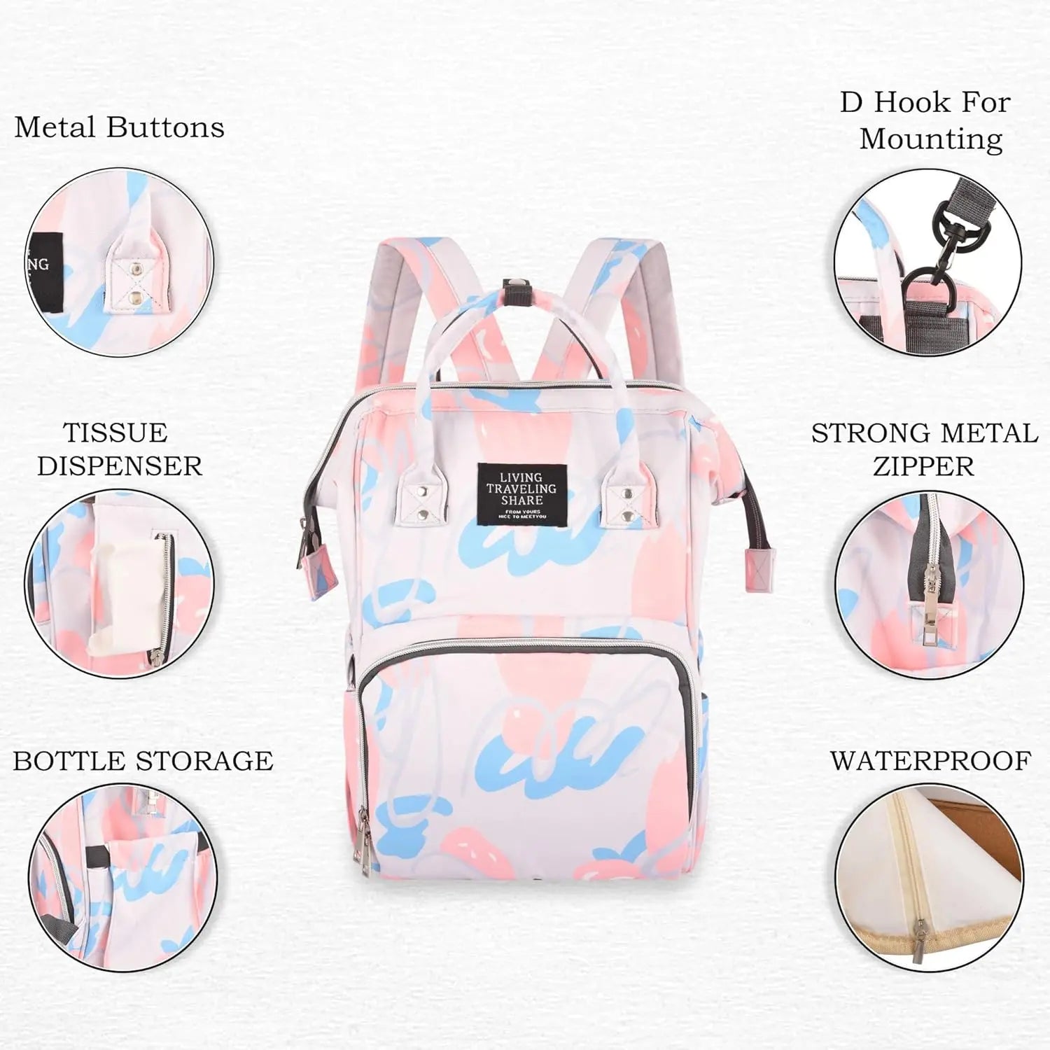 Mee Mee Baby Diaper Bag | Stylish Maternity Backpack | Large Capacity to Carry all Baby Needs | Use for Traveling, Occasion | Durable & Multifunctional (Orange Abstract) Mee Mee