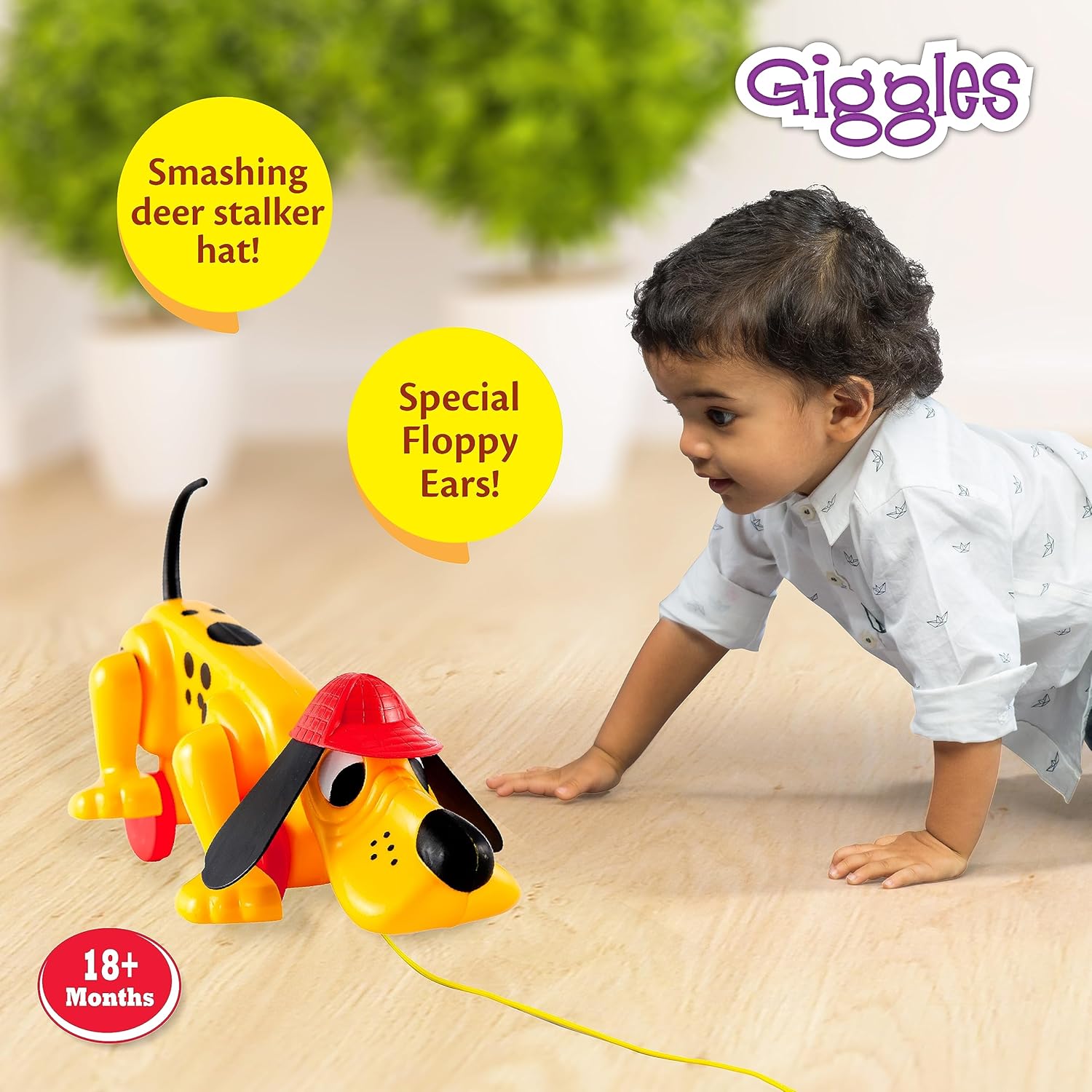 Giggles Funskool Pull Along Digger The Dog, Activity & Learning Toys for Babies, Toddlers, for Baby Boys & Girls, Encourage Walking, Improve Balance, Multicolour, Gift Set for Kids, Ages 18+ Months