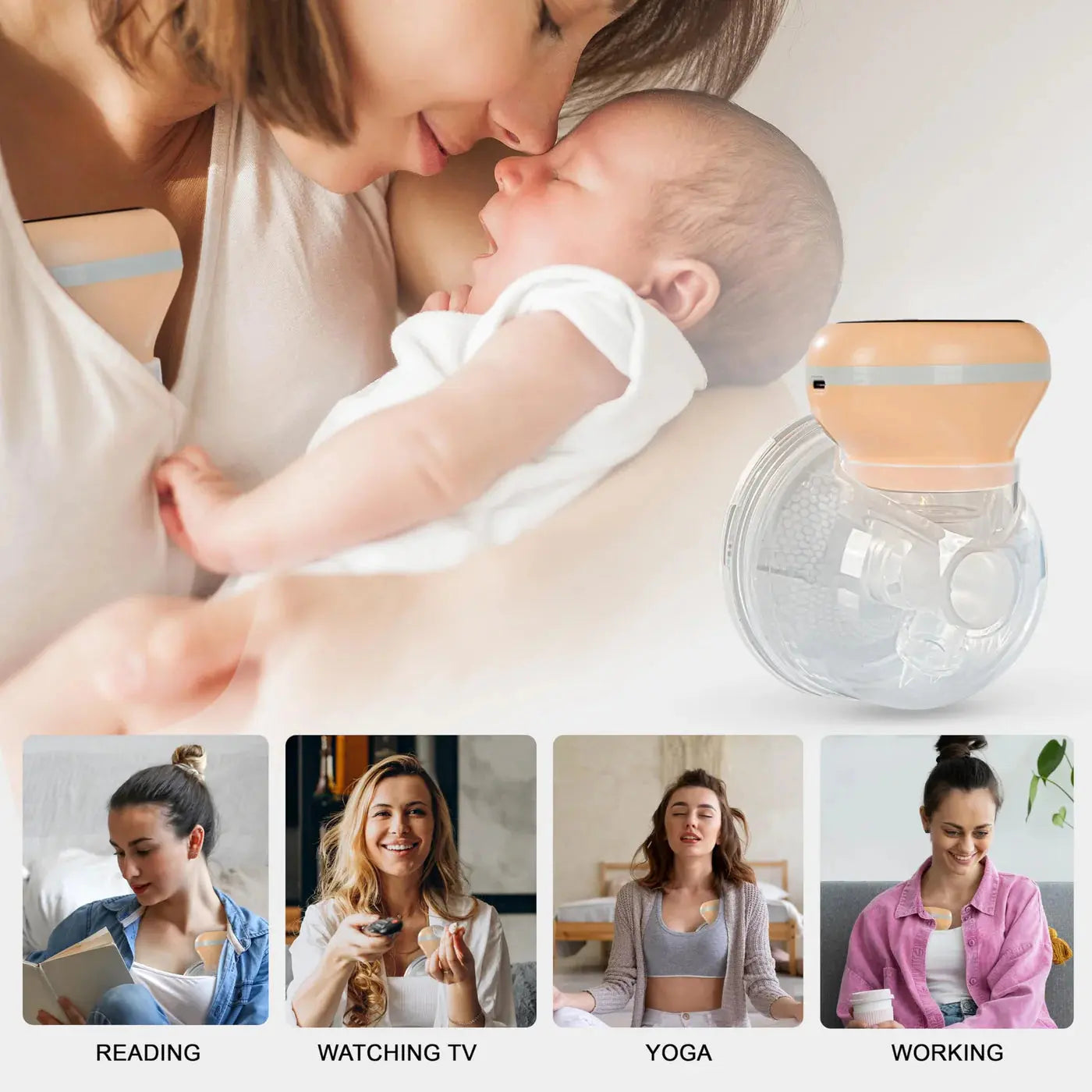 Baybee LED Screen - Wearable Electric Breast Pump | 3 Modes & 12 Levels | LED Screen Display | Light Weight & Portable | BPA Free - 150ml Capacity Milk cup baybee