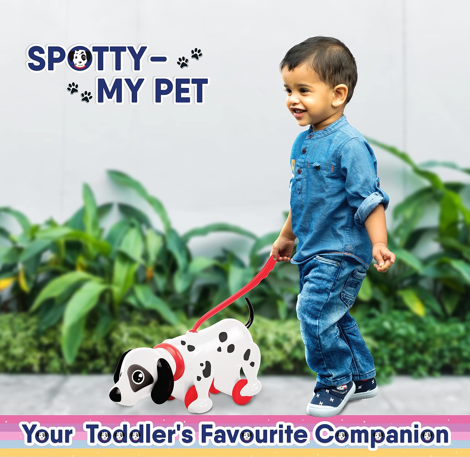 Funskool Giggles - Spotty My PET-Pull Along Toy, Encourages Walking, Funny Walking Style, Infant & Pre-School Plastic Toy, 18 Months & Above
