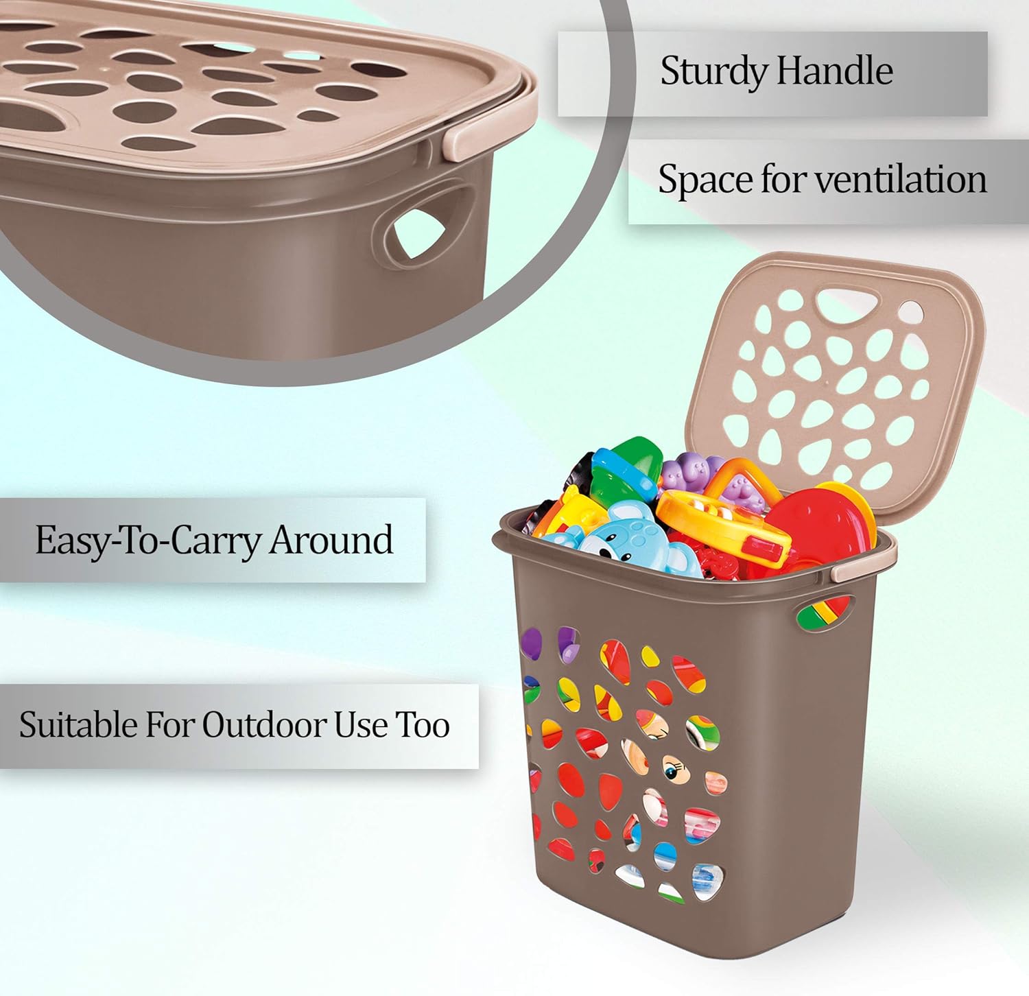 Milton Hamper Laundry/Toy Organizer Basket, 35 liters, Brown