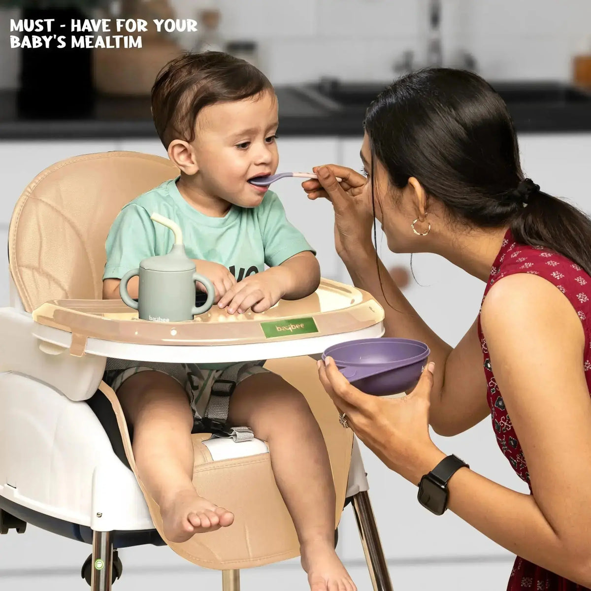 Baybee Nora 4-in-1 Convertible High Chair for Kids | Adjustable Baby Feeding Chair with Safety Harness, Cushion & Removable Tray