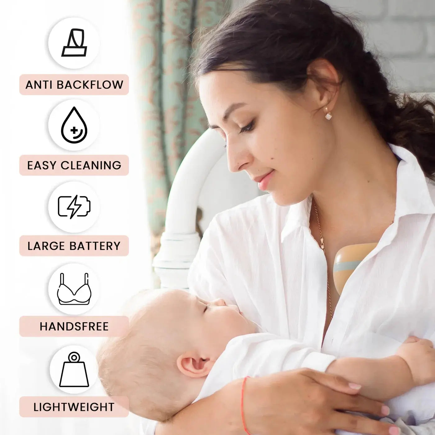 Baybee LED Screen - Wearable Electric Breast Pump | 3 Modes & 12 Levels | LED Screen Display | Light Weight & Portable | BPA Free - 150ml Capacity Milk cup baybee