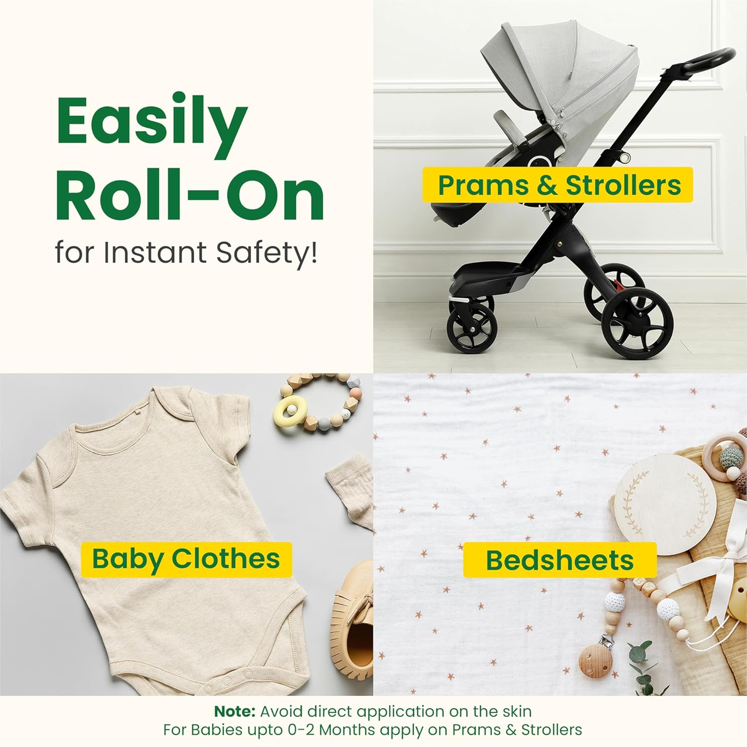 Mother Sparsh Natural Mosquito Repellent Fabric Roll-on for Babies-12ml, DEET Free 3-Way Protection from Mosquitoes, Fleas and Ants