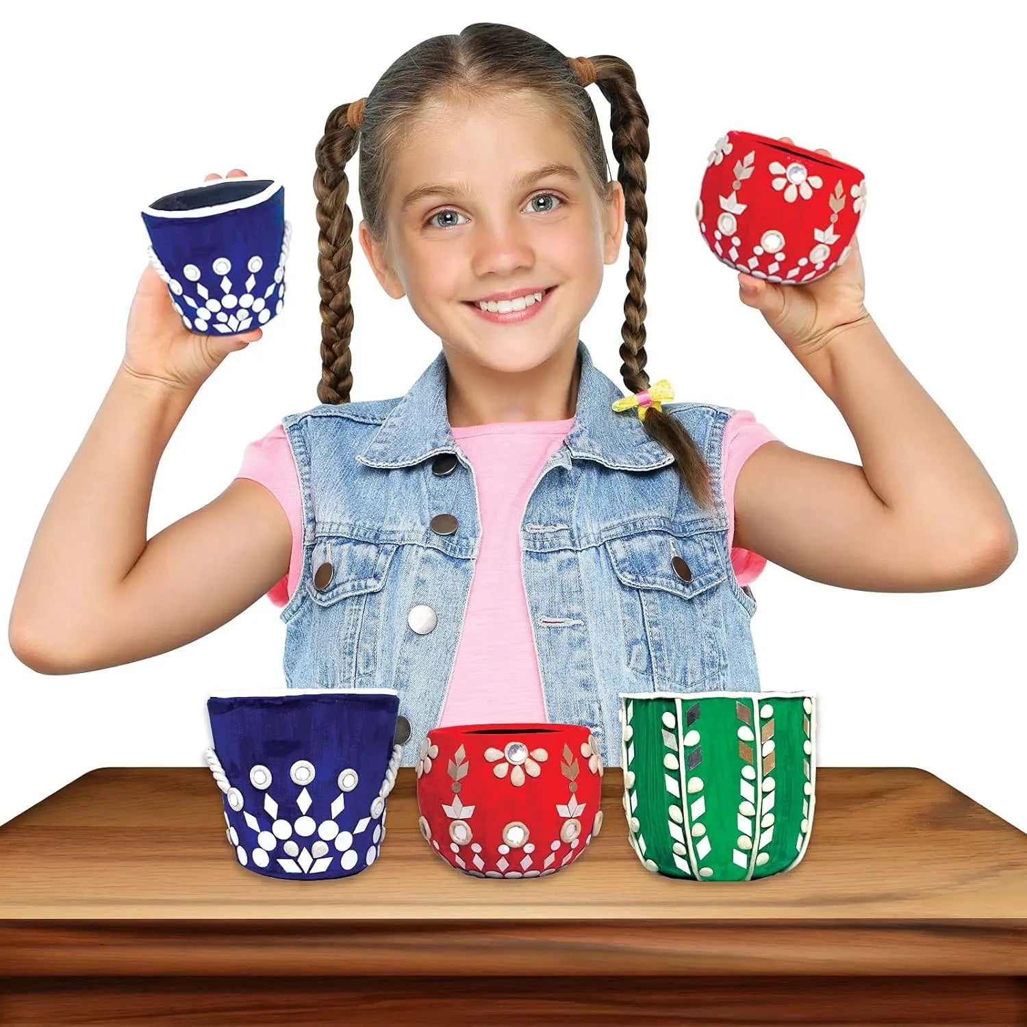 Funskool Handycrafts Lippan Art, Pot Decorating kit, Traditional Art, Mirror Work, Toys for Kids, Art and Craft Kit, DIY Kit For Kids, Ages 6 Years and Above, Multicolour Giggles Funskool