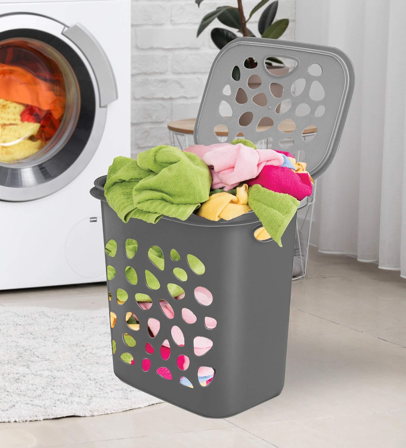 Milton Hamper Laundry/Toy Organizer Basket, 35 liters, Grey