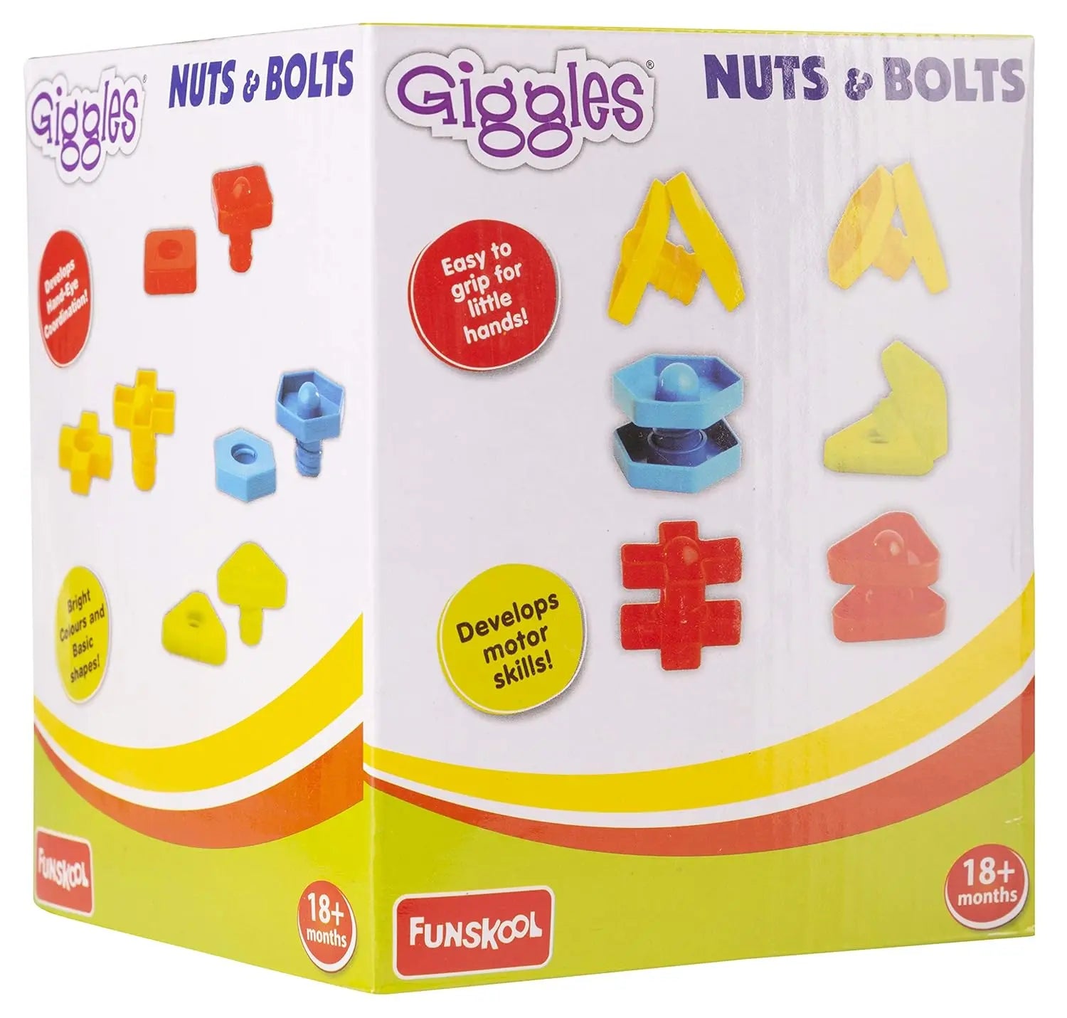 Giggles Funskool Giggles - Nuts And Bolts, Interlocking Educational Blocks, Shape & Colours, 18 Months & Above, Infant And Preschool Toys, Multicolor Giggles Funskool