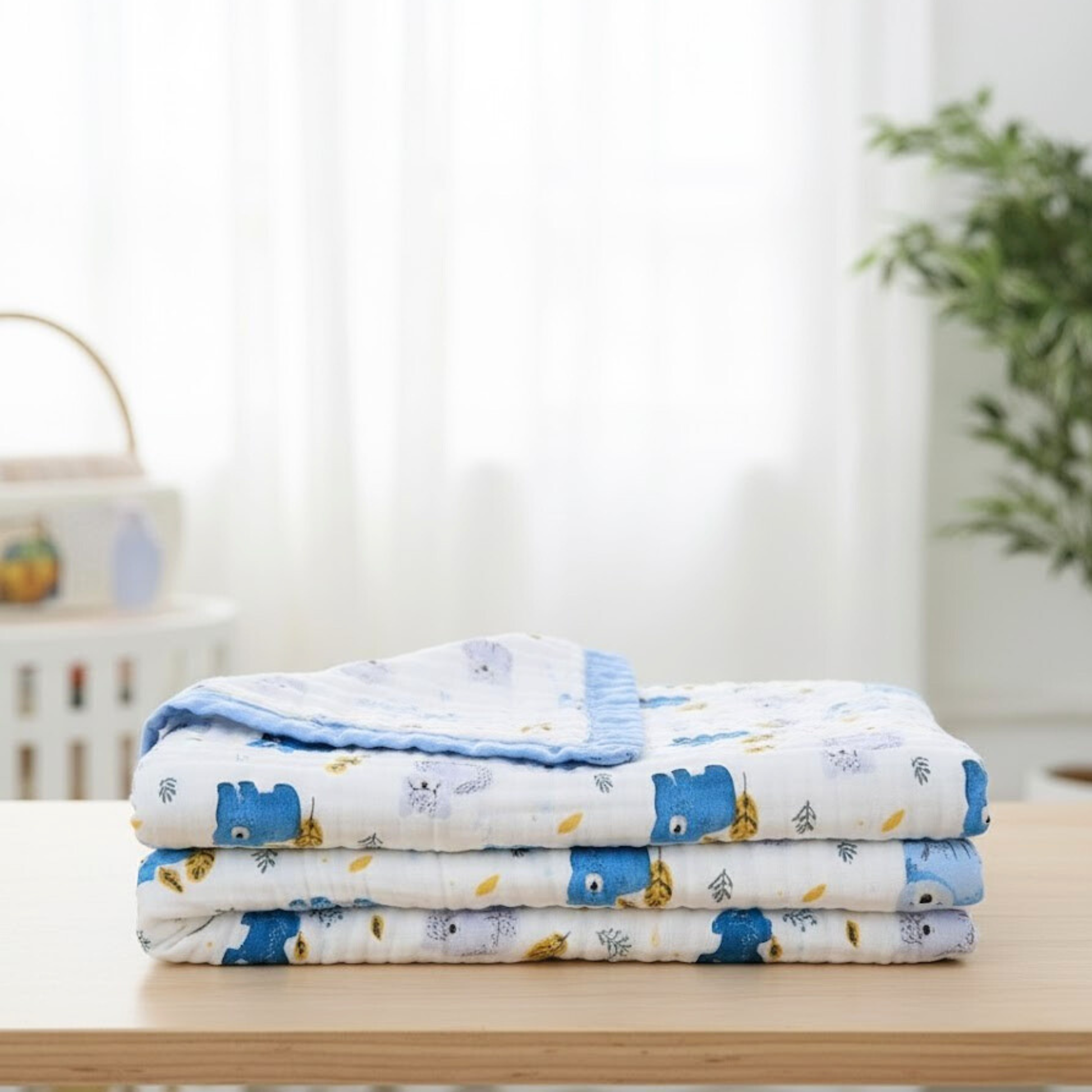Organic 100% Cotton 6 layer Baby Muslin Blanket Cloth | Ultra-Soft & Breathable | 110×110 cm | Newborn–12 Months babee D