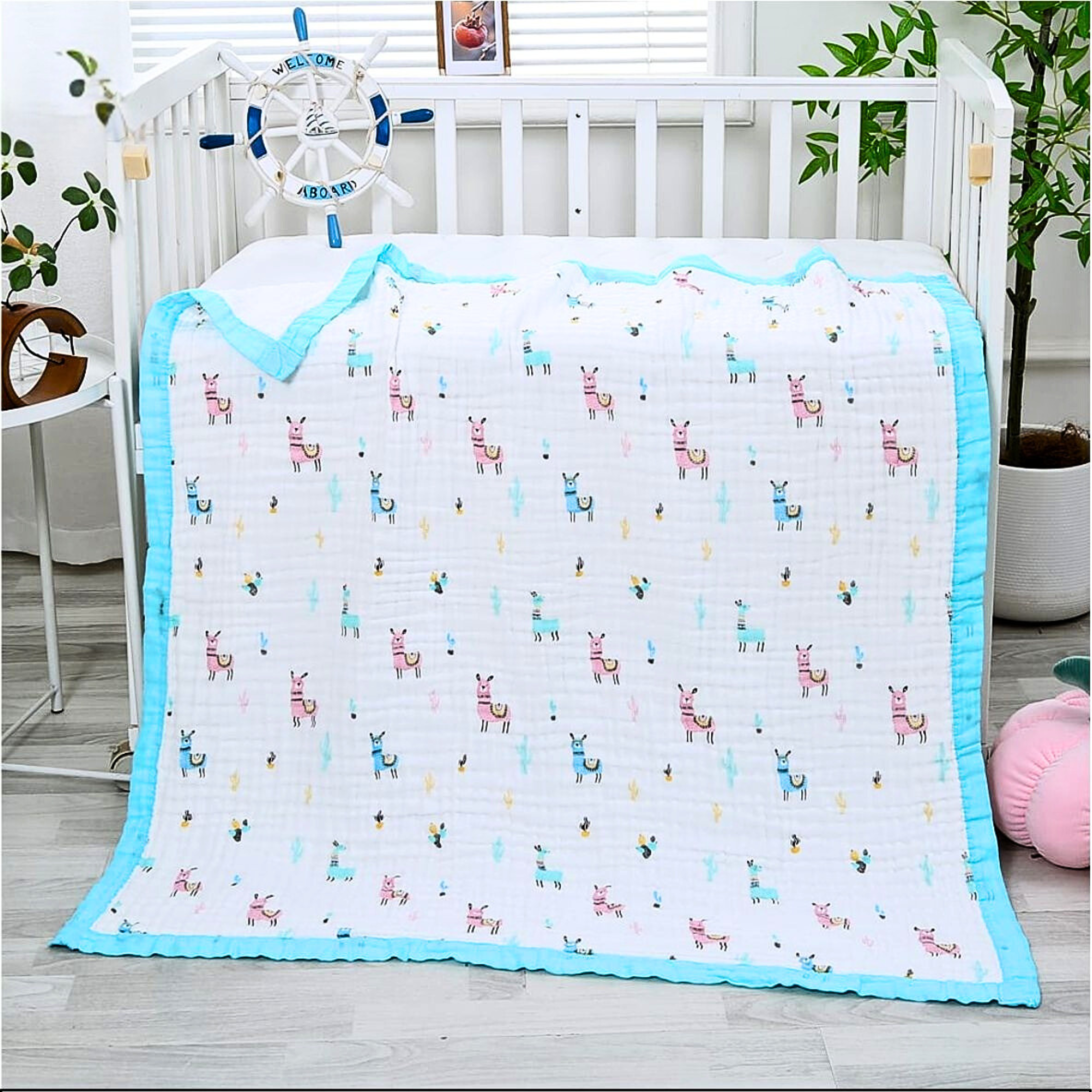 Organic 100% Cotton 6 layer Baby Muslin Blanket Cloth | Ultra-Soft & Breathable | 110×110 cm | Newborn–12 Months babee D