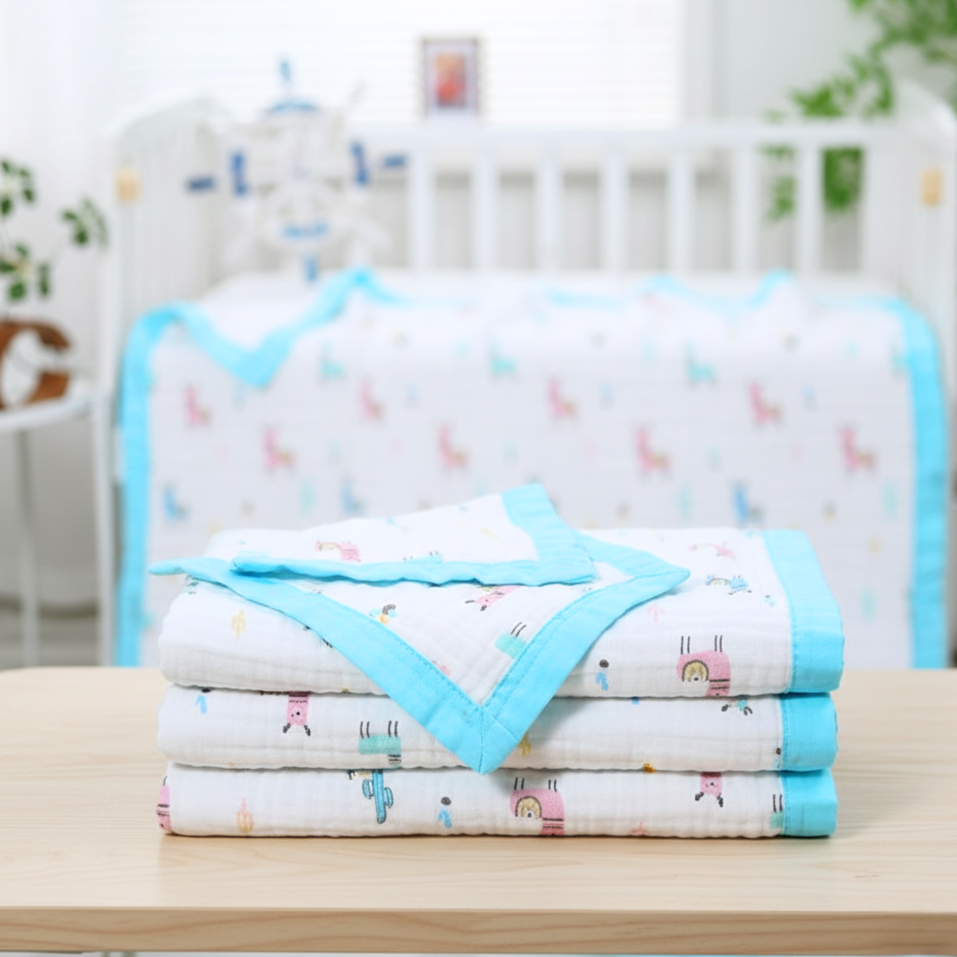 Organic 100% Cotton 6 layer Baby Muslin Blanket Cloth | Ultra-Soft & Breathable | 110×110 cm | Newborn–12 Months babee D