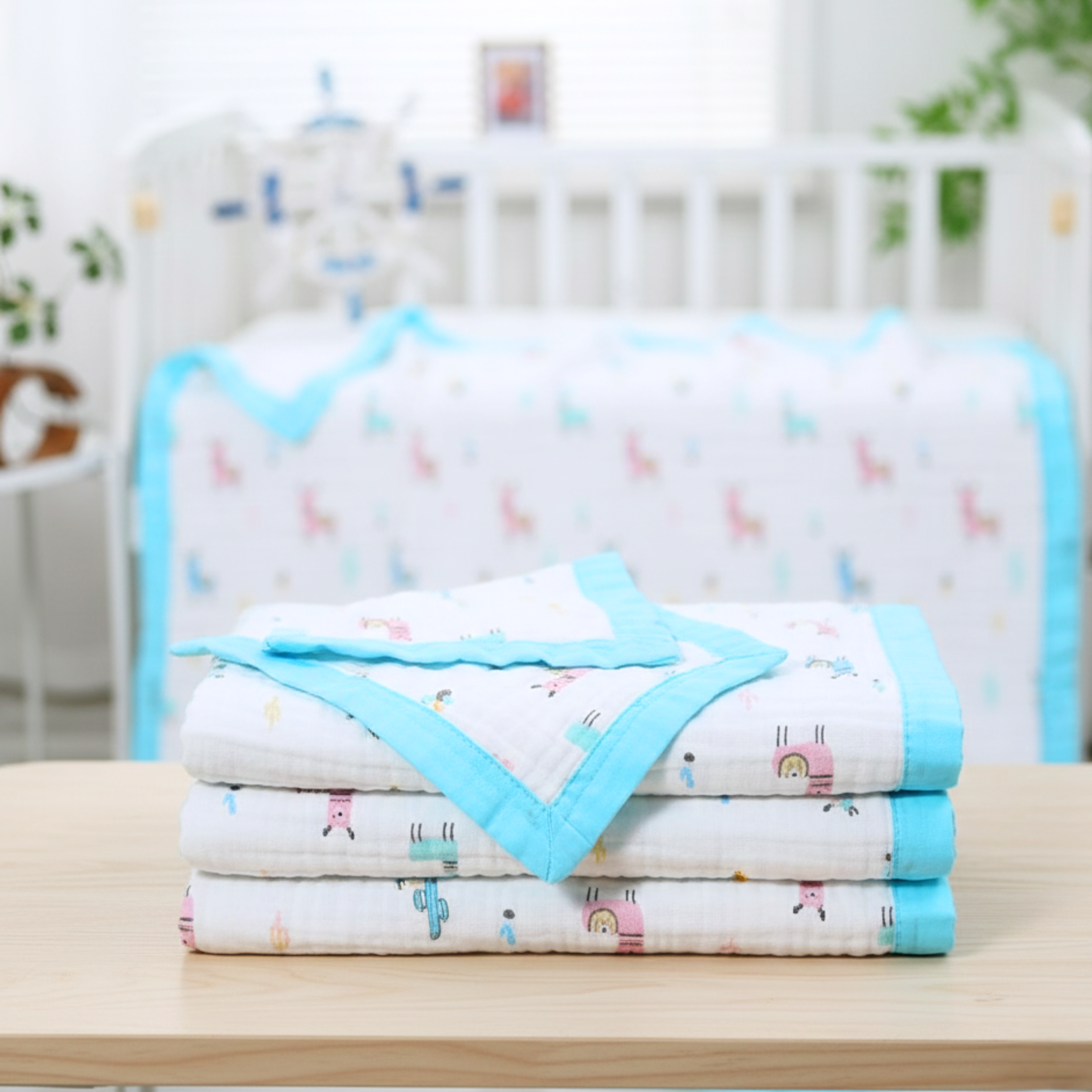 Organic 100% Cotton 6 layer Baby Muslin Blanket Cloth | Ultra-Soft & Breathable | 110×110 cm | Newborn–12 Months babee D