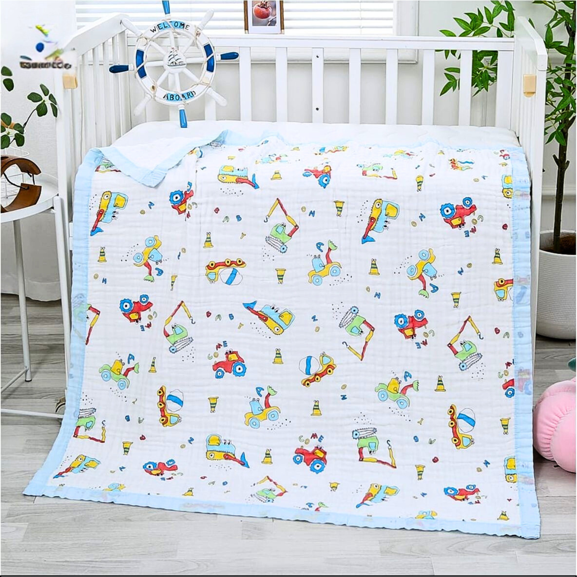 Organic 100% Cotton 6 layer Baby Muslin Blanket Cloth | Ultra-Soft & Breathable | 110×110 cm | Newborn–12 Months babee D