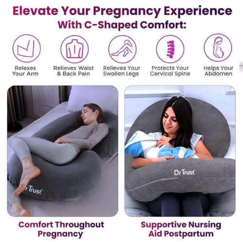 Dr Trust C-Shaped Full Body Pillow | Multi-Purpose Maternity & Pregnancy Support Pillow | Back, Belly & Leg Support | 360° Comfort