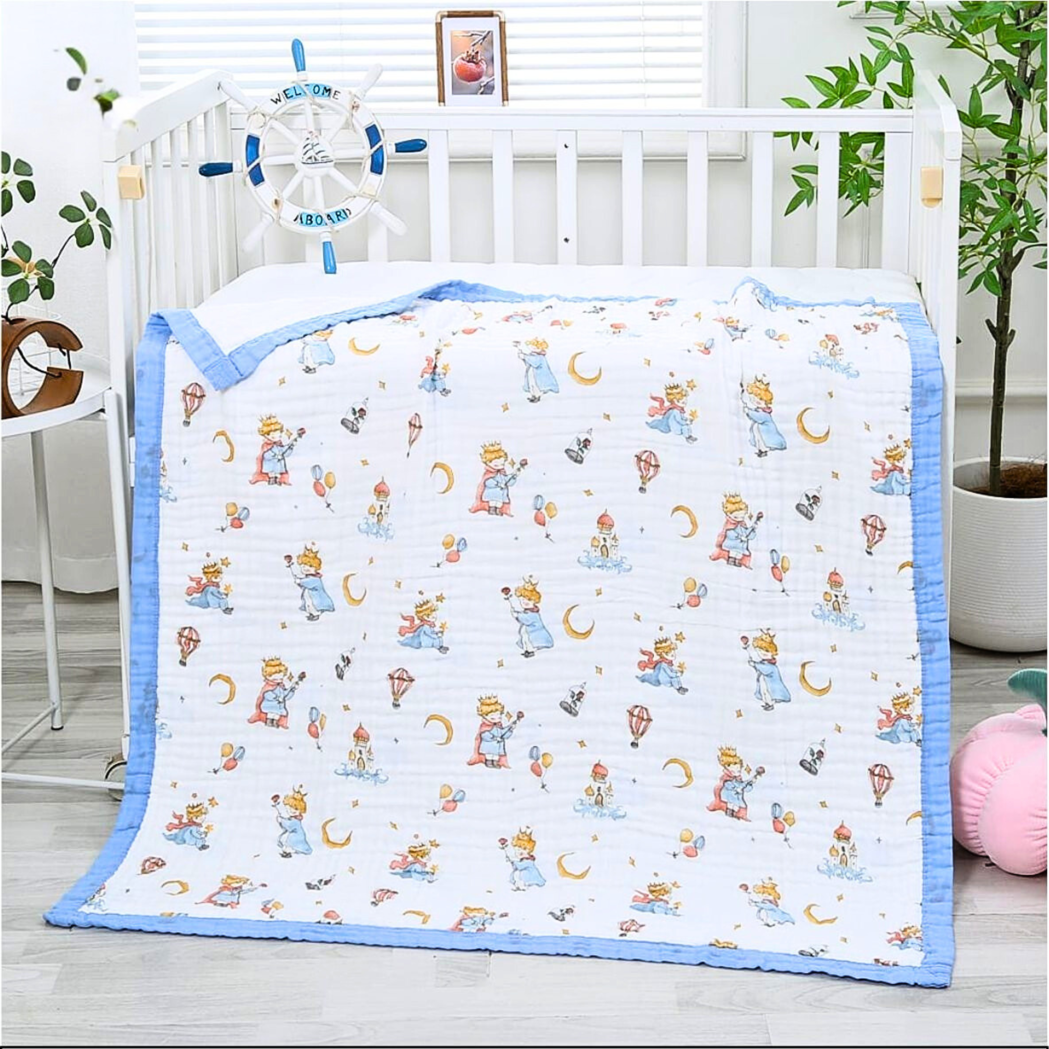 Organic 100% Cotton 6 layer Baby Muslin Blanket Cloth | Ultra-Soft & Breathable | 110×110 cm | Newborn–12 Months babee D