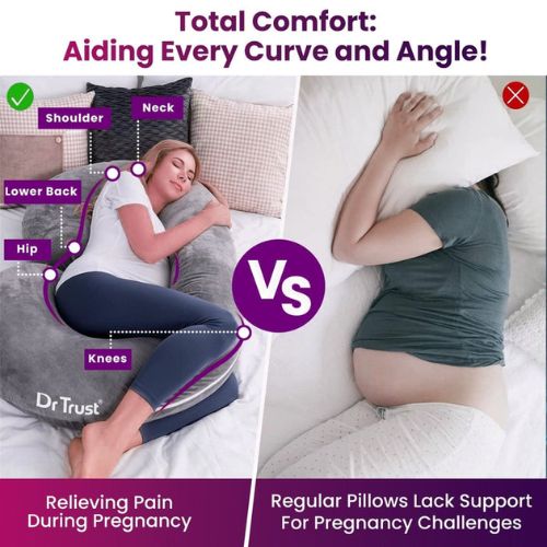 Dr Trust C-Shaped Full Body Pillow | Multi-Purpose Maternity & Pregnancy Support Pillow | Back, Belly & Leg Support | 360° Comfort