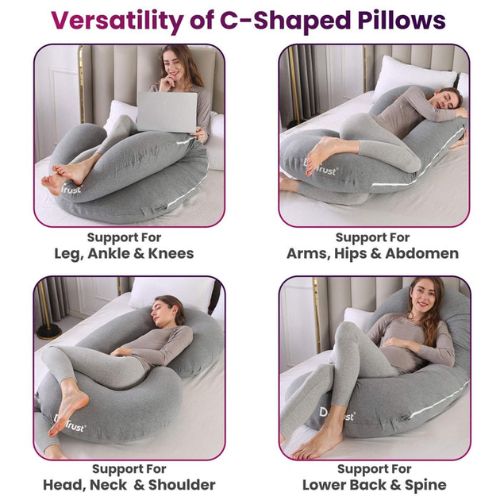 Dr Trust C-Shaped Full Body Pillow | Multi-Purpose Maternity & Pregnancy Support Pillow | Back, Belly & Leg Support | 360° Comfort