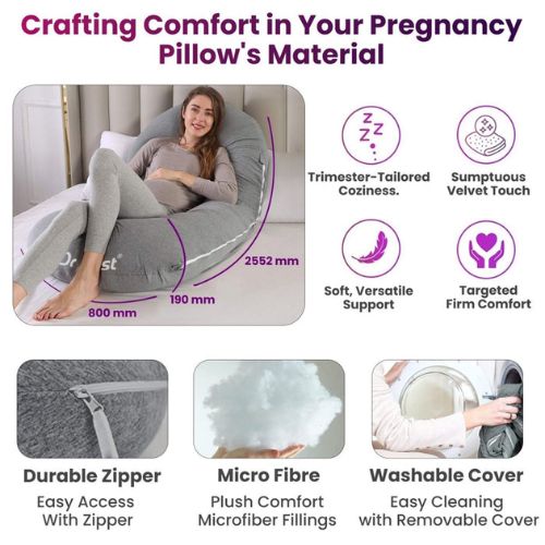 Dr Trust C-Shaped Full Body Pillow | Multi-Purpose Maternity & Pregnancy Support Pillow | Back, Belly & Leg Support | 360° Comfort