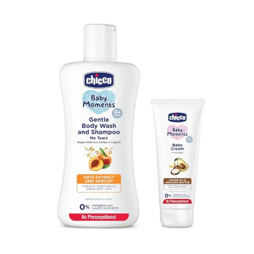 Chicco Gentle Body Wash & Shampoo 500ml with Baby Cream | Mild, Tear-Free & Nourishing Care
