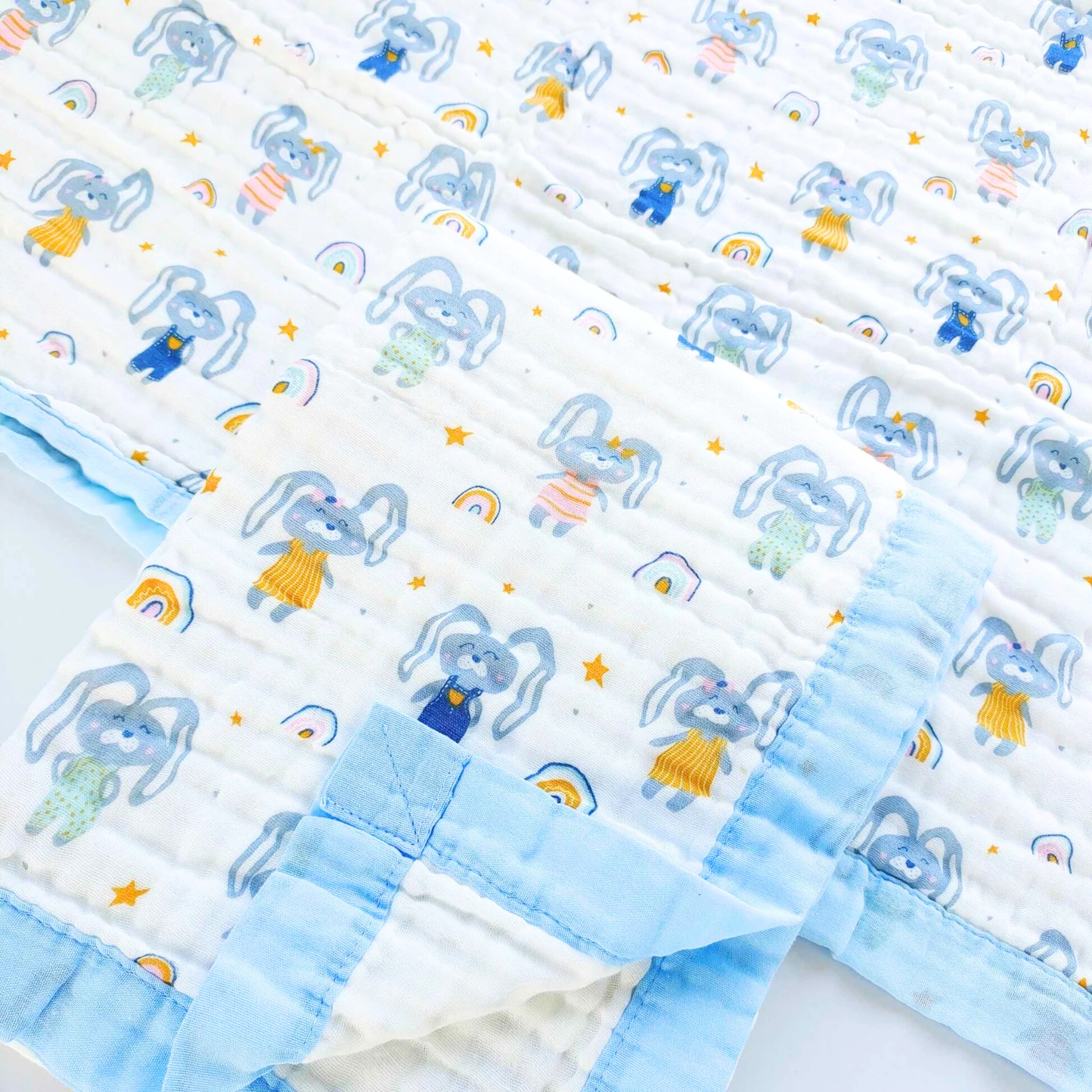 Organic 100% Cotton 6 layer Baby Muslin Blanket Cloth | Ultra-Soft & Breathable | 110×110 cm | Newborn–12 Months babee D