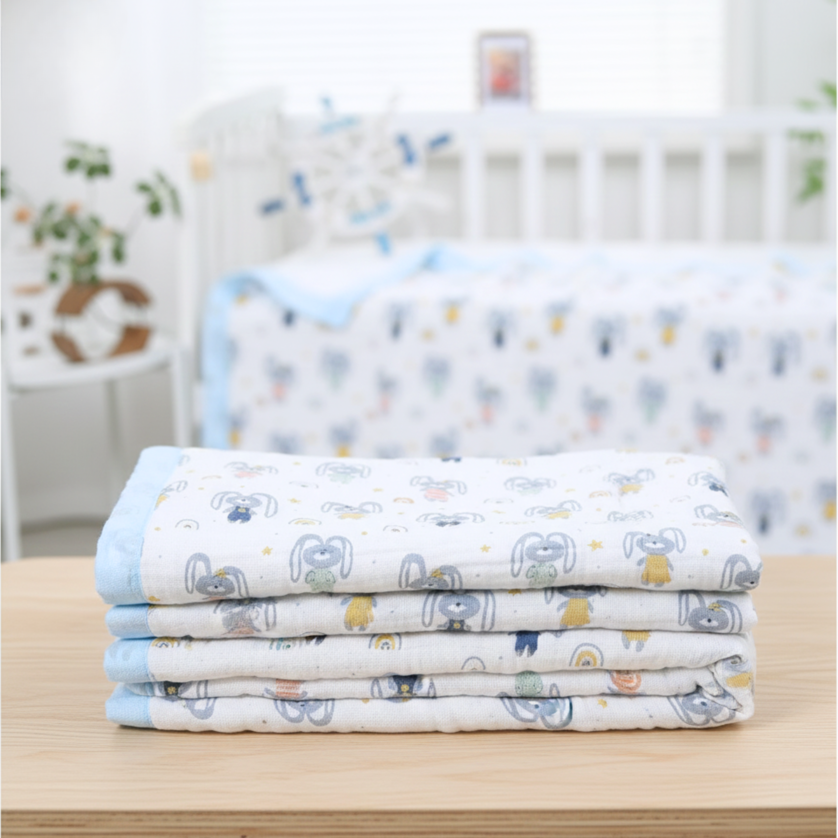 Organic 100% Cotton 6 layer Baby Muslin Blanket Cloth | Ultra-Soft & Breathable | 110×110 cm | Newborn–12 Months babee D