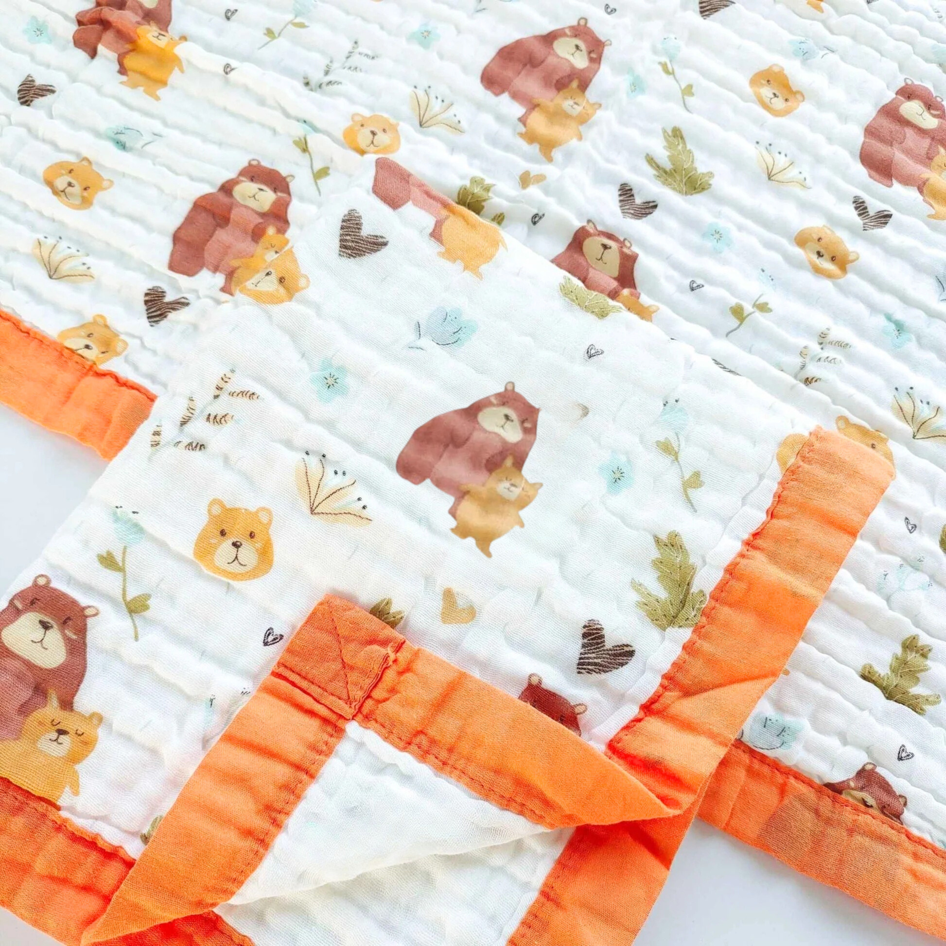 Organic 100% Cotton 6 layer Baby Muslin Blanket Cloth | Ultra-Soft & Breathable | 110×110 cm | Newborn–12 Months babee D