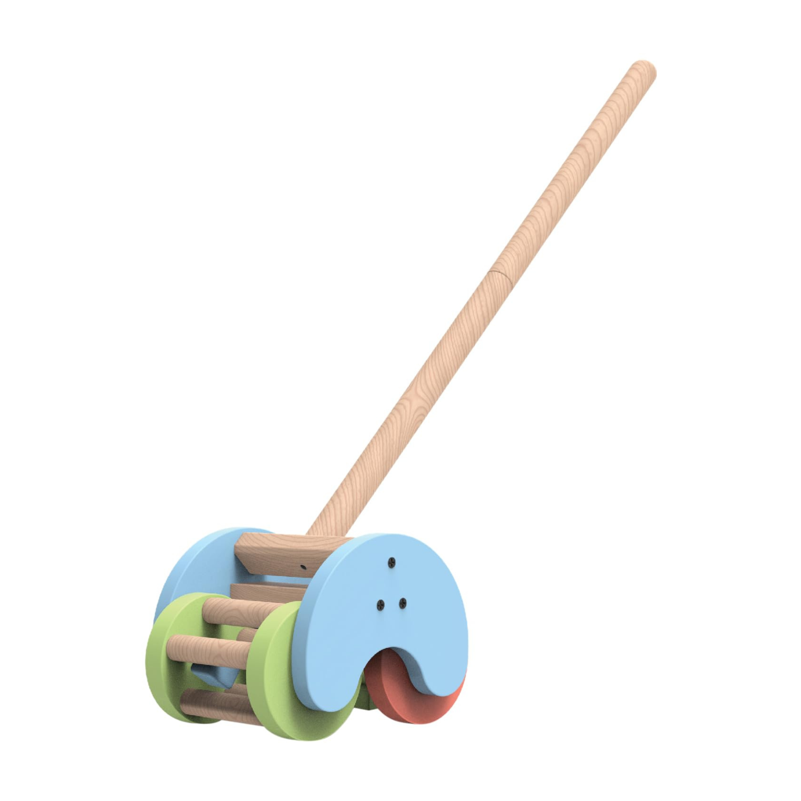 Funskool Giggles Rattle Strider Wooden,Push Along Toy, with Detachable Handle, Ideal for Toddlers, Playful Kid Toy, 18months and Above