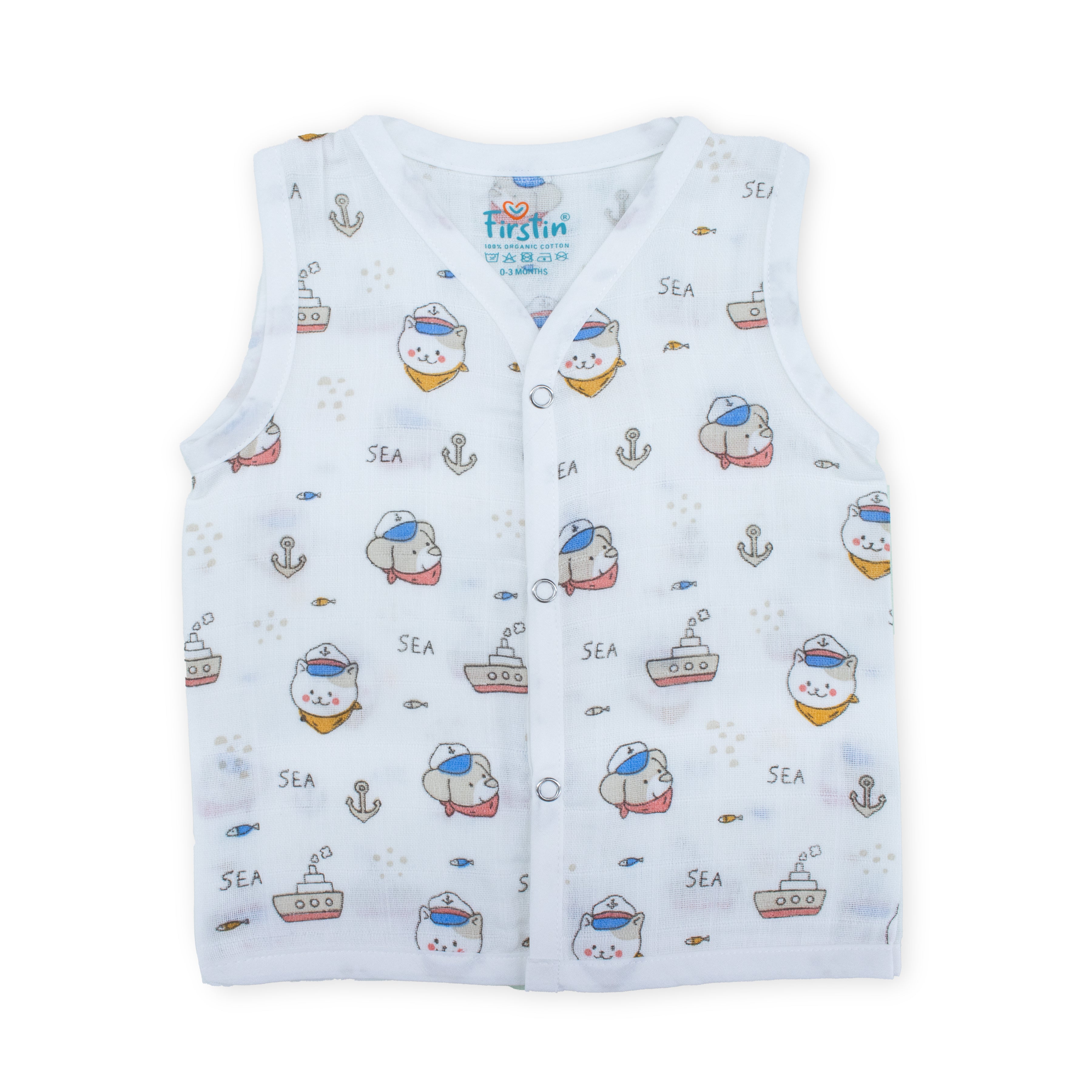 Muslin Button Type Jablas | Muslin Front Button Top For Babies