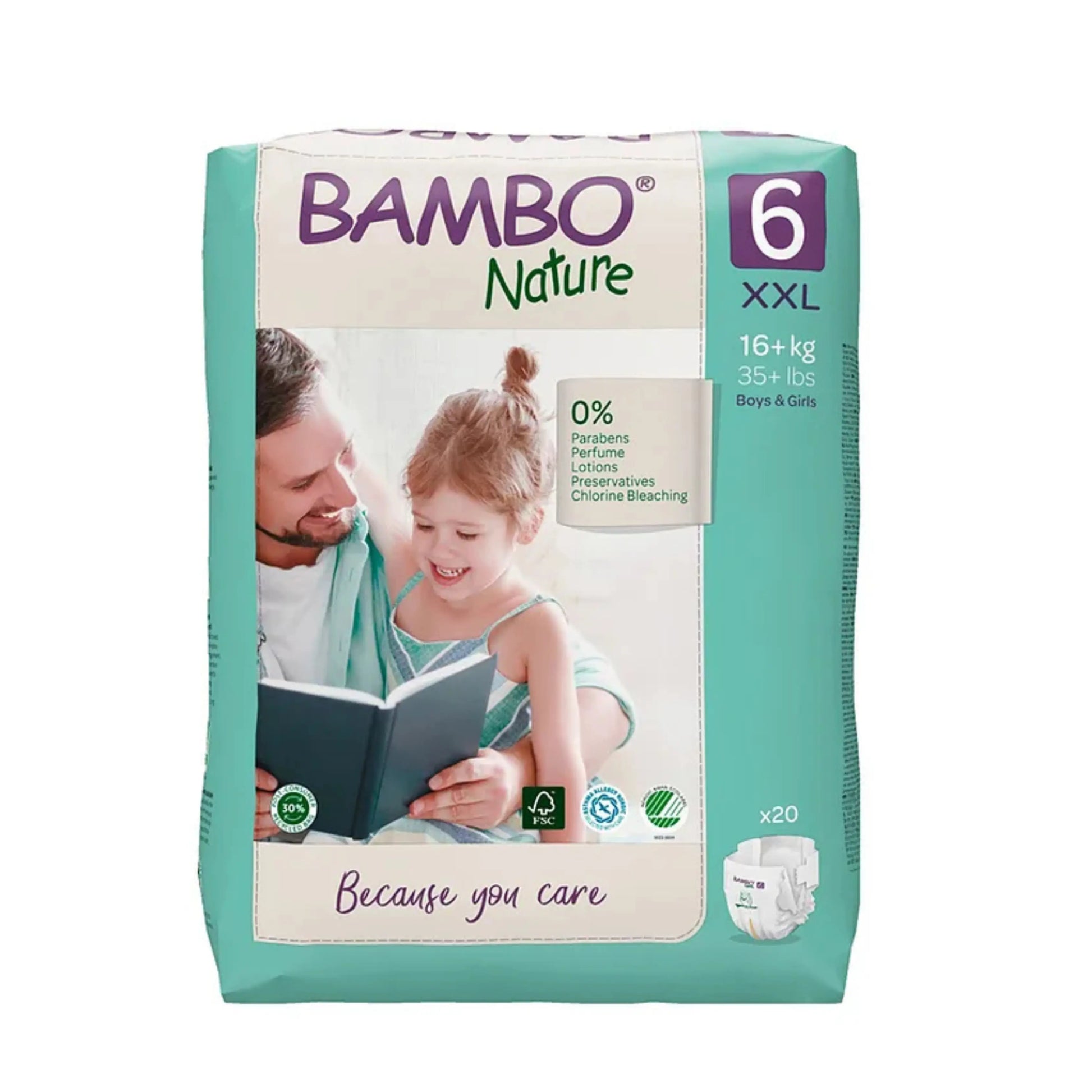 Bambo Nature Monthly Box - Skin Friendly Tape Style Diapers (size - 6) - XXL ( Pack Of 6 ) Bambo Nature