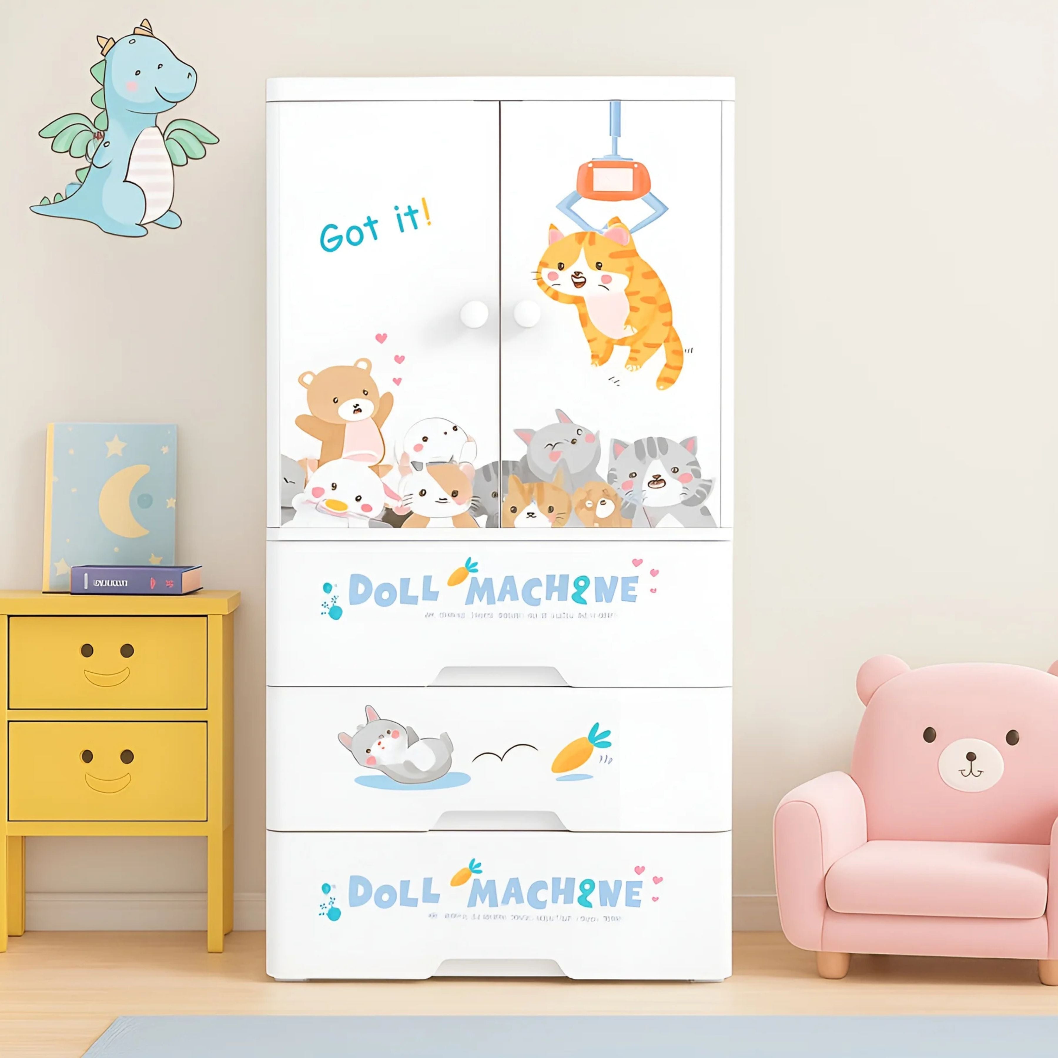Kids Wardrobe Organizer| Multi-Layer Baby Clothes Storage Cabinet with Shelves | Space Saving Kids Storage Wardrobe(70x38x156 cm) Model No.6023(Doll) A
