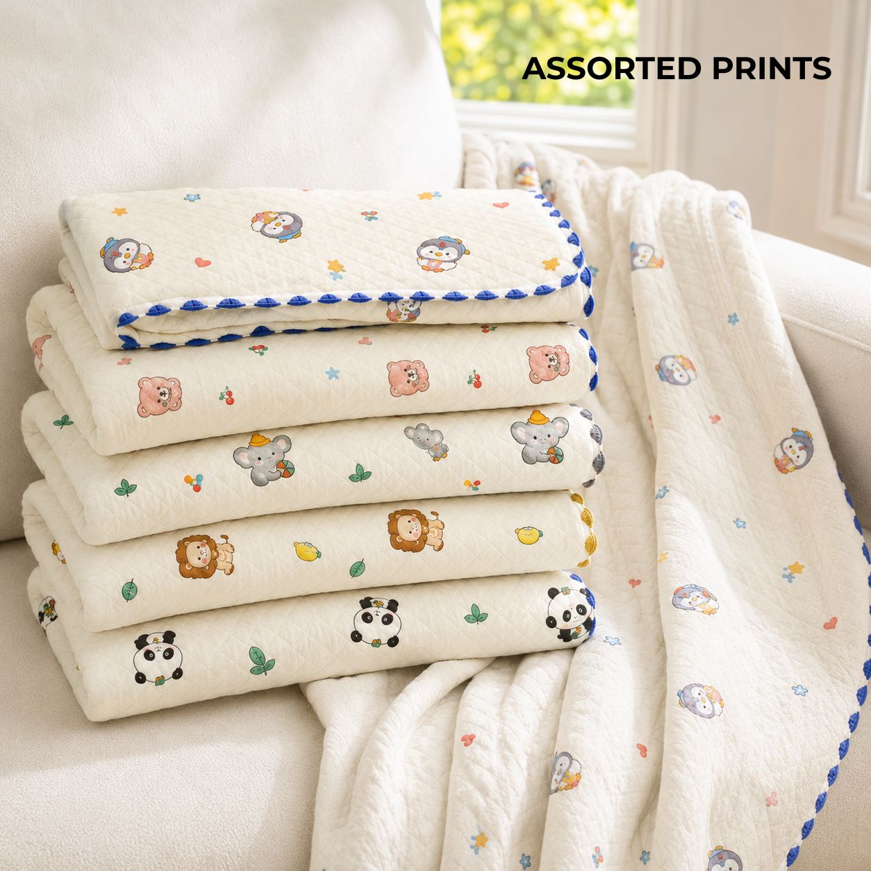 Organic 100% Cotton Baby Muslin Blanket | Ultra-Soft & Breathable | 85 × 85 cm | Lightweight Receiving Blanket for Newborns & Infants | Assorted Prints(Pack of 1)