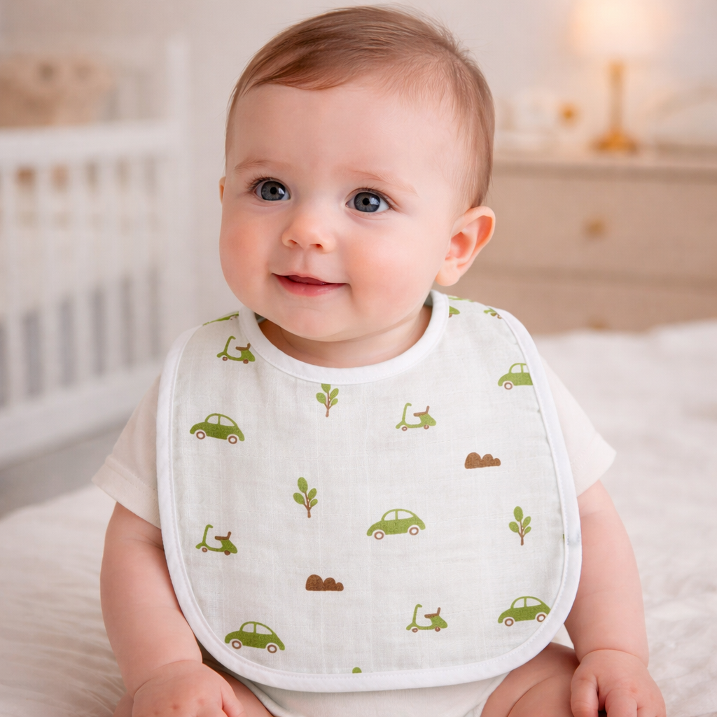Baby Bibs | Soft Muslin Feeding Bib for Newborns & Infants | Absorbent & Comfortable Baby Feeding Essential
