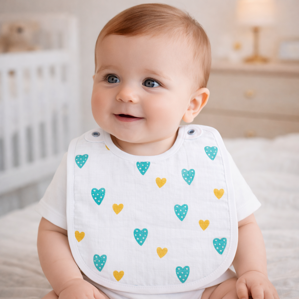 Baby Bibs | Soft Muslin Feeding Bib for Newborns & Infants | Absorbent & Comfortable Baby Feeding Essential
