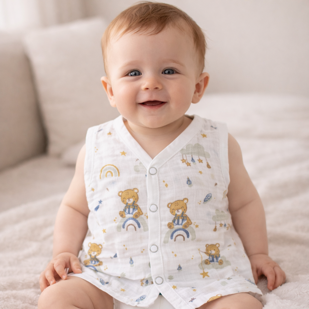 Muslin Button Type Jablas | Muslin Front Button Top For Babies