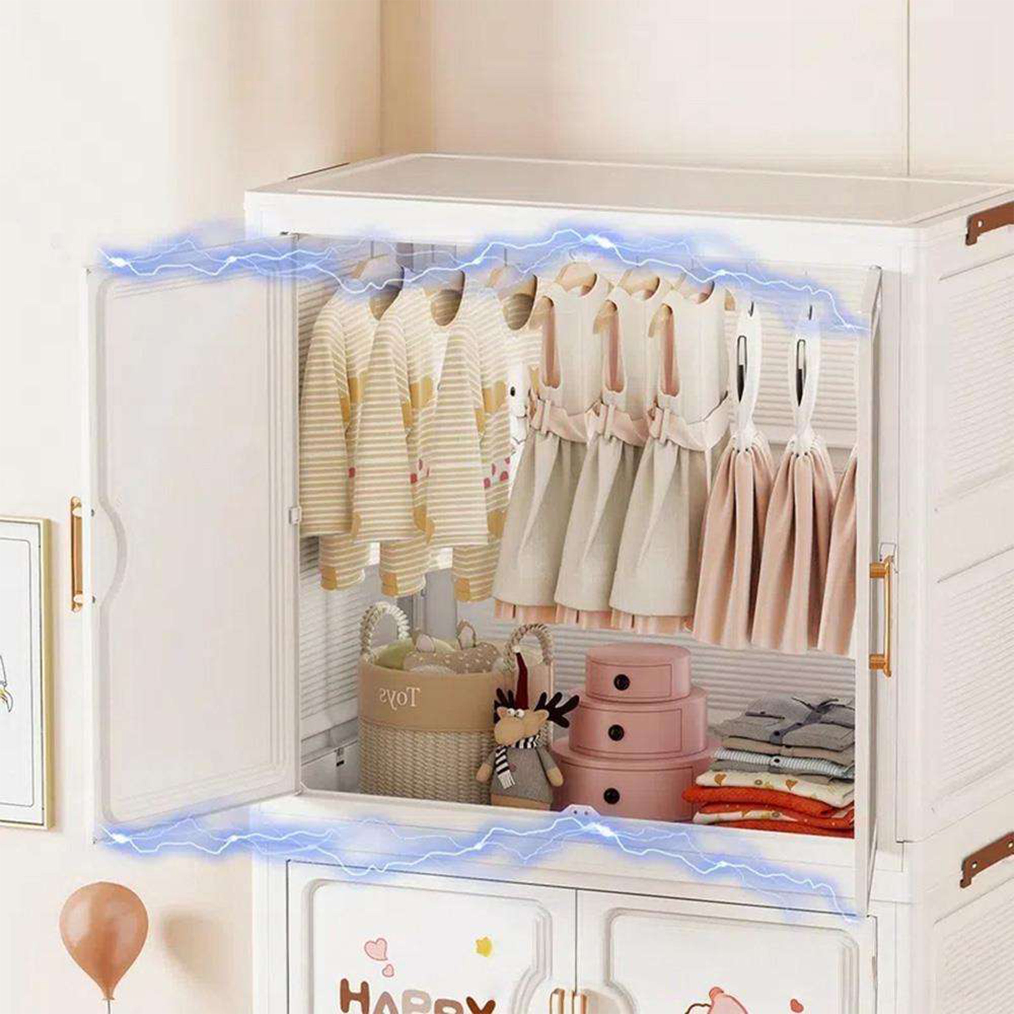 Kids Wardrobe Organizer| Multi-Layer Baby Clothes Storage Cabinet with Shelves | Space Saving Kids Storage Wardrobe(68x36x164 cm) (Copy)