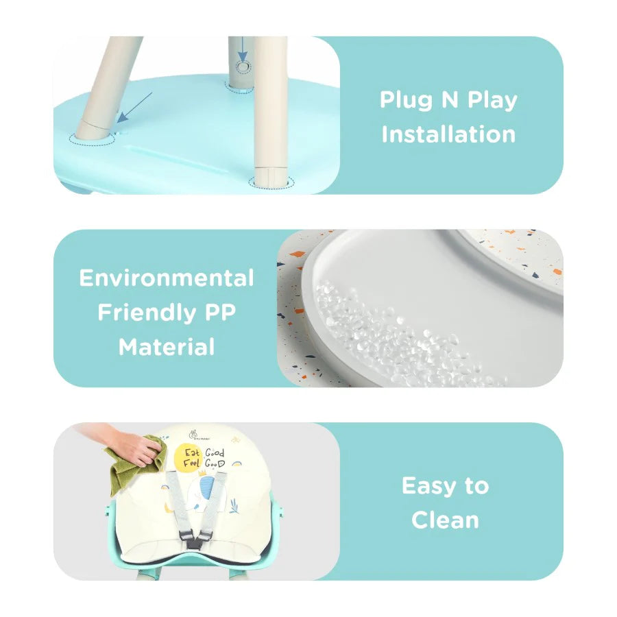 R for Rabbit Cherry Berry Tusky High Chair For Kids 3-in-1 Convertible with Detachable & Adjustable Food Tray