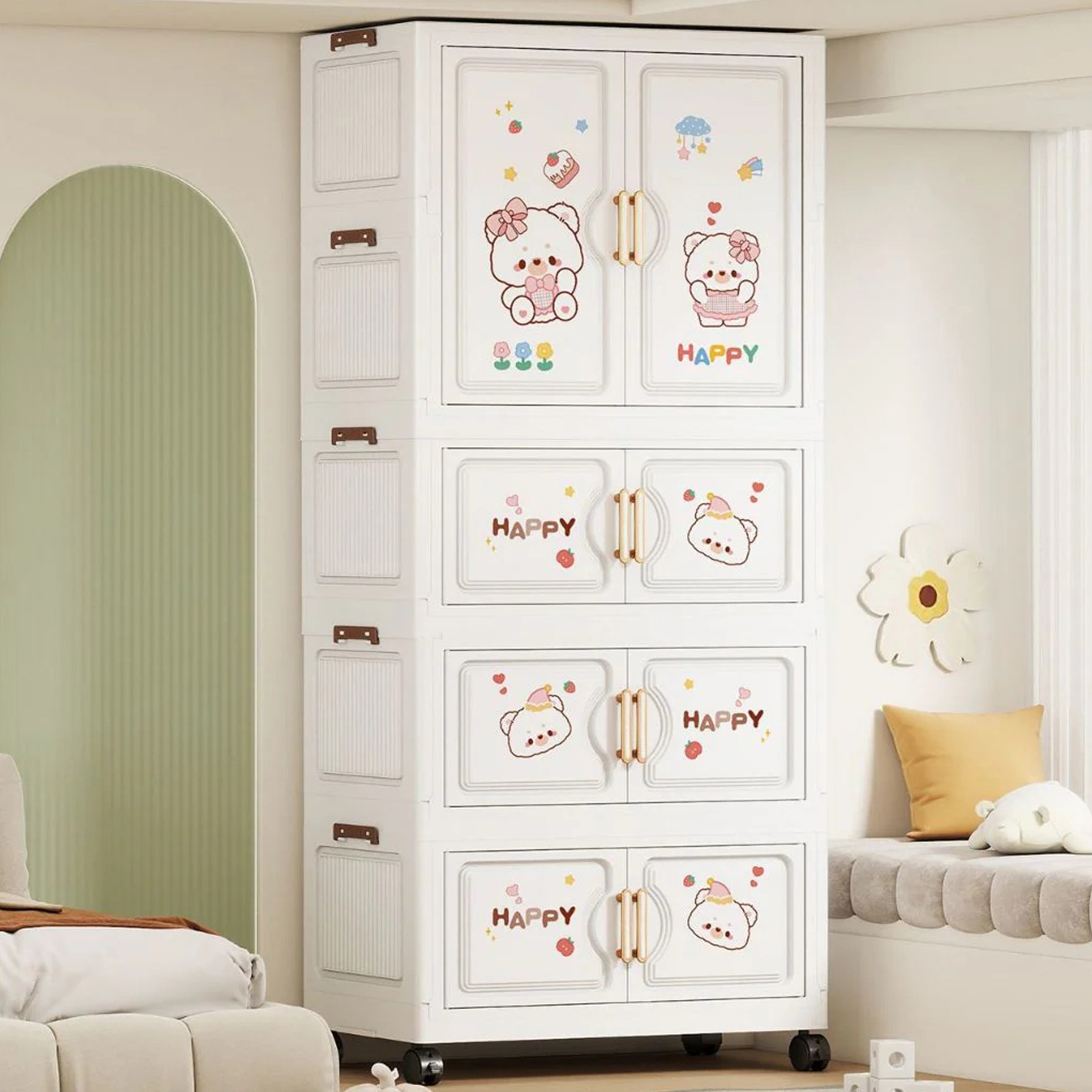 Kids Wardrobe Organizer| Multi-Layer Baby Clothes Storage Cabinet with Shelves | Space Saving Kids Storage Wardrobe(68x36x164 cm) (Copy)