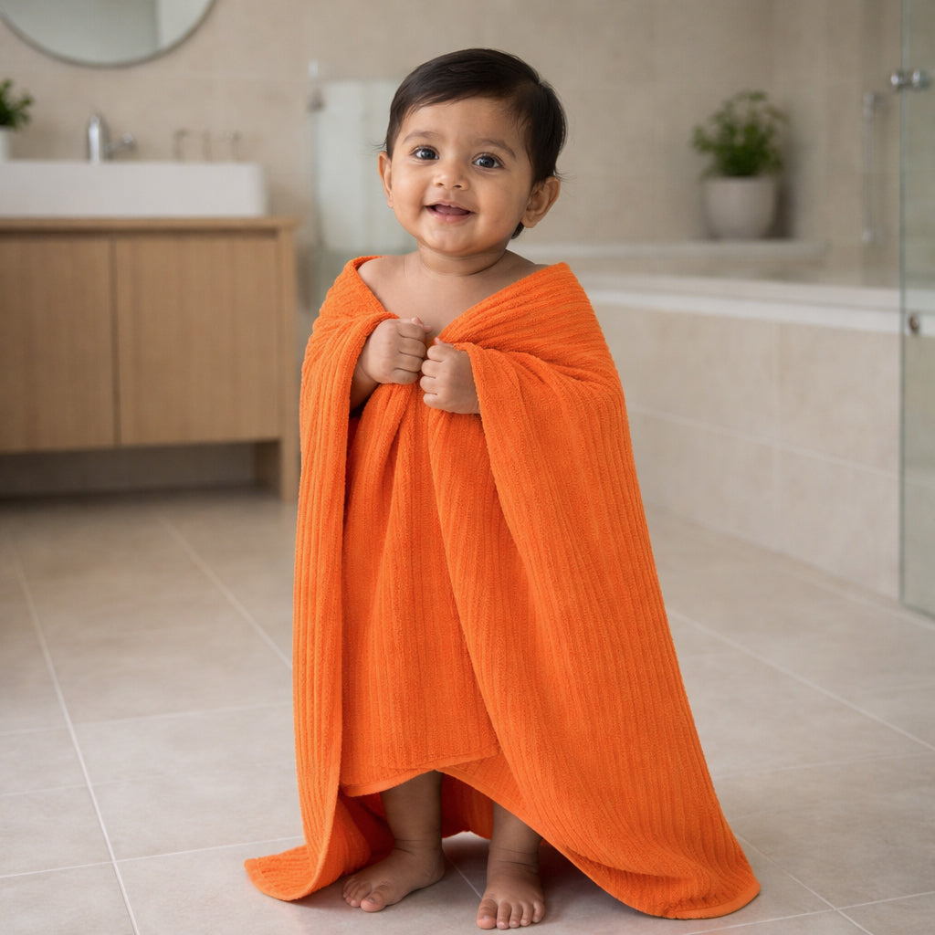Micro Cotton LuxeLite Versatile Towel, Orange (size: 58x122 cms)