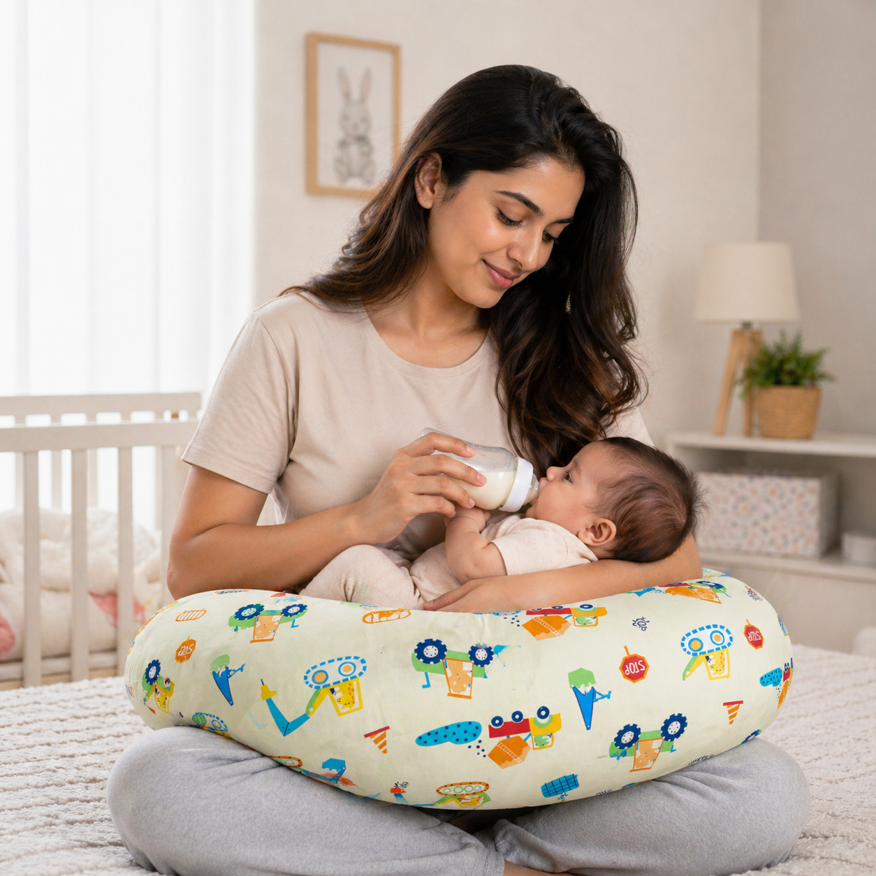 Nursing Pillow for Moms Comfy U-Shape with Handy Pocket Washable Cotton Cover, Zippers, No Foul Smell | Smart Fit for Feeding, Holding and Bonding