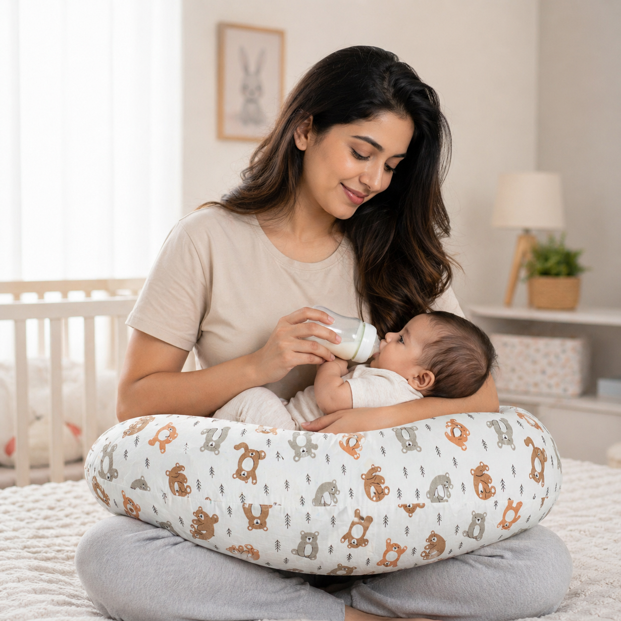 Nursing Pillow for Moms Comfy U-Shape with Handy Pocket Washable Cotton Cover, Zippers, No Foul Smell | Smart Fit for Feeding, Holding and Bonding