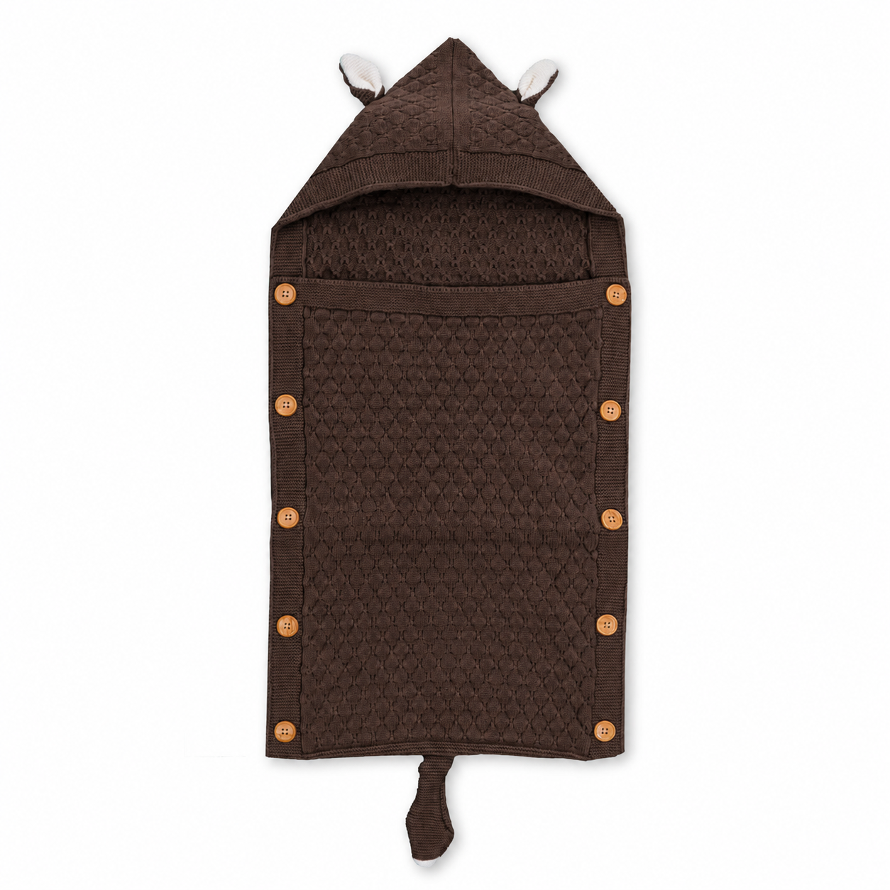 Premium Knitted Baby Wrapper Blanket with Hood & Bunny Ears | Soft Warm Newborn Swaddle Wrap | Baby Receiving Blanket