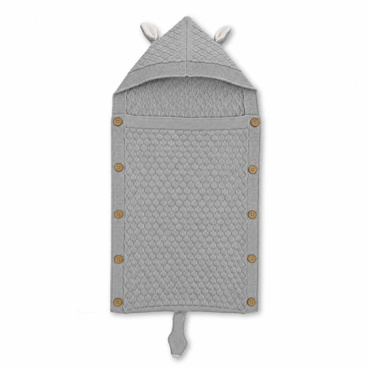 Premium Knitted Baby Wrapper Blanket with Hood & Bunny Ears | Soft Warm Newborn Swaddle Wrap | Baby Receiving Blanket