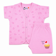 Kinder County Baby Cotton Half Sleeve Jabla & Shorts Set – Soft Breathable Newborn Clothing |0–3 Months