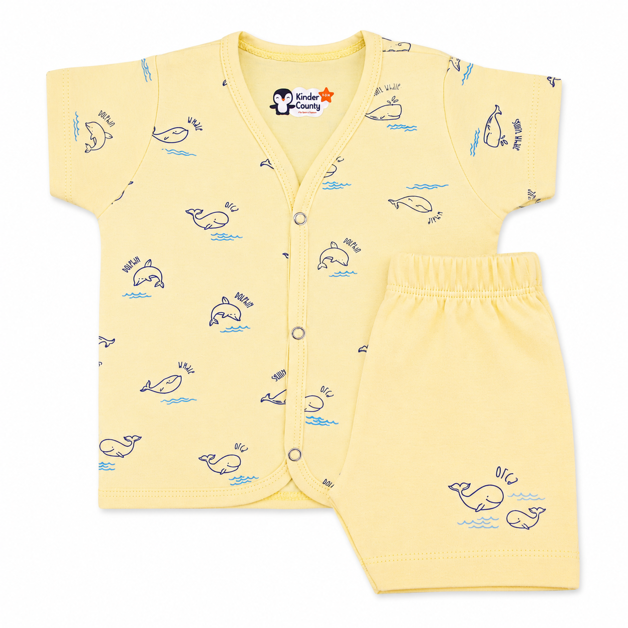 Kinder County Baby Cotton Half Sleeve Jabla & Shorts Set – Soft Breathable Newborn Clothing |0–3 Months